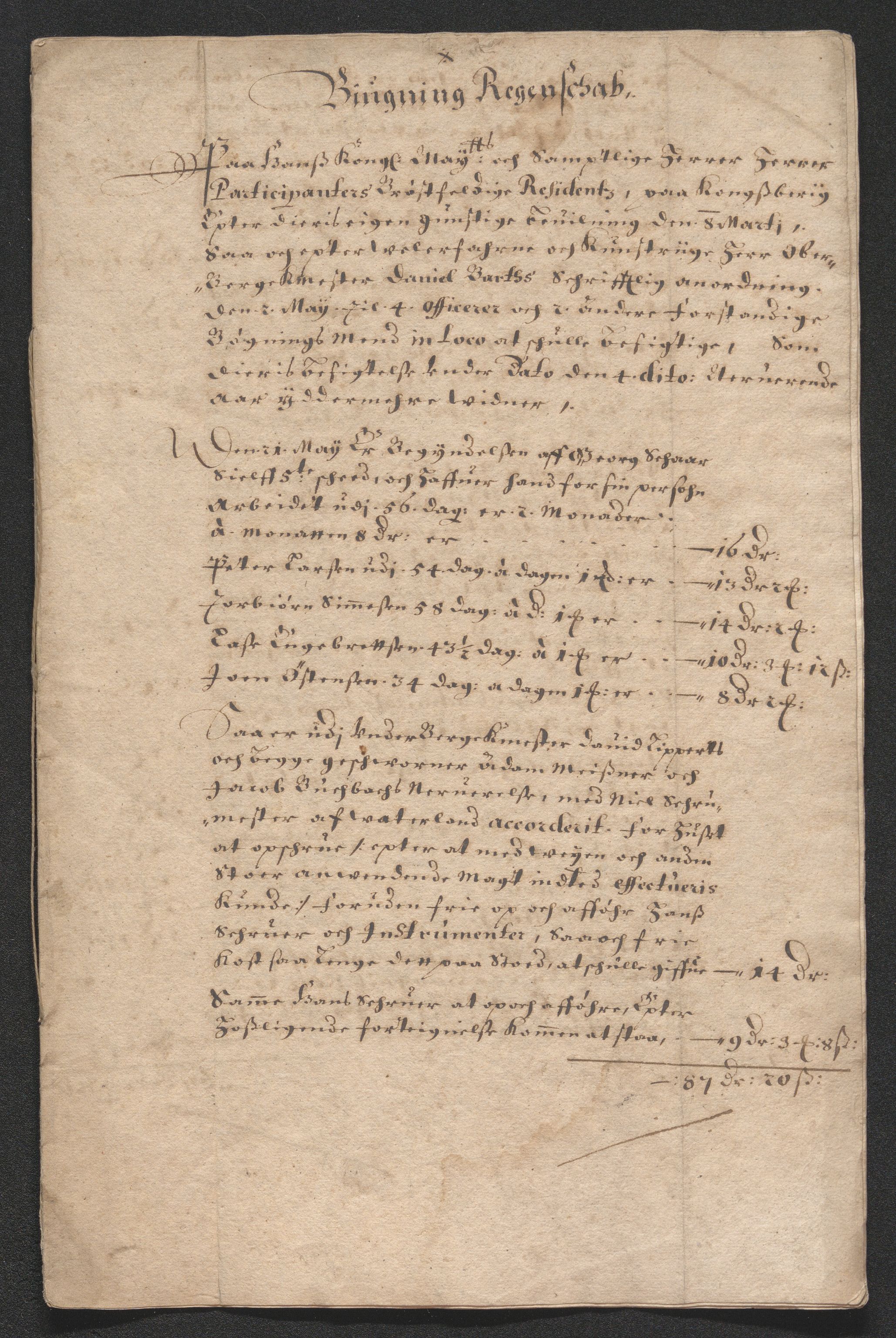 Kongsberg Sølvverk 1623-1816, AV/SAKO-EA-3135/001/D/Dc/Dcd/L0034: Utgiftsregnskap for gruver m.m. , 1651-1659, s. 211