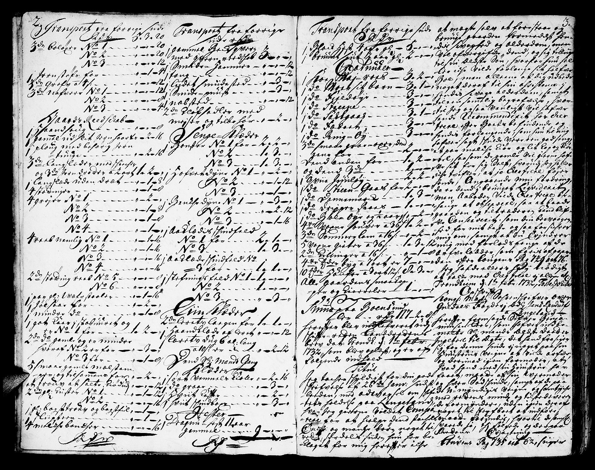 Gauldal sorenskriveri, SAT/A-0014/1/3/3A/L0002: Skifteprotokoll, 1732-1739, s. 2-3