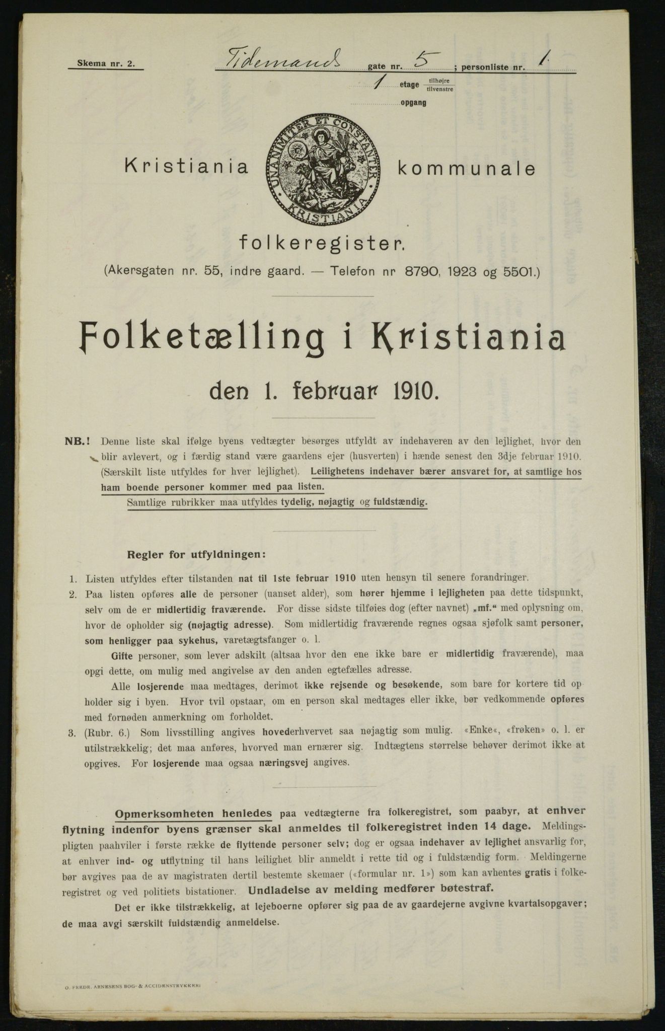 OBA, Kommunal folketelling 1.2.1910 for Kristiania, 1910, s. 105705