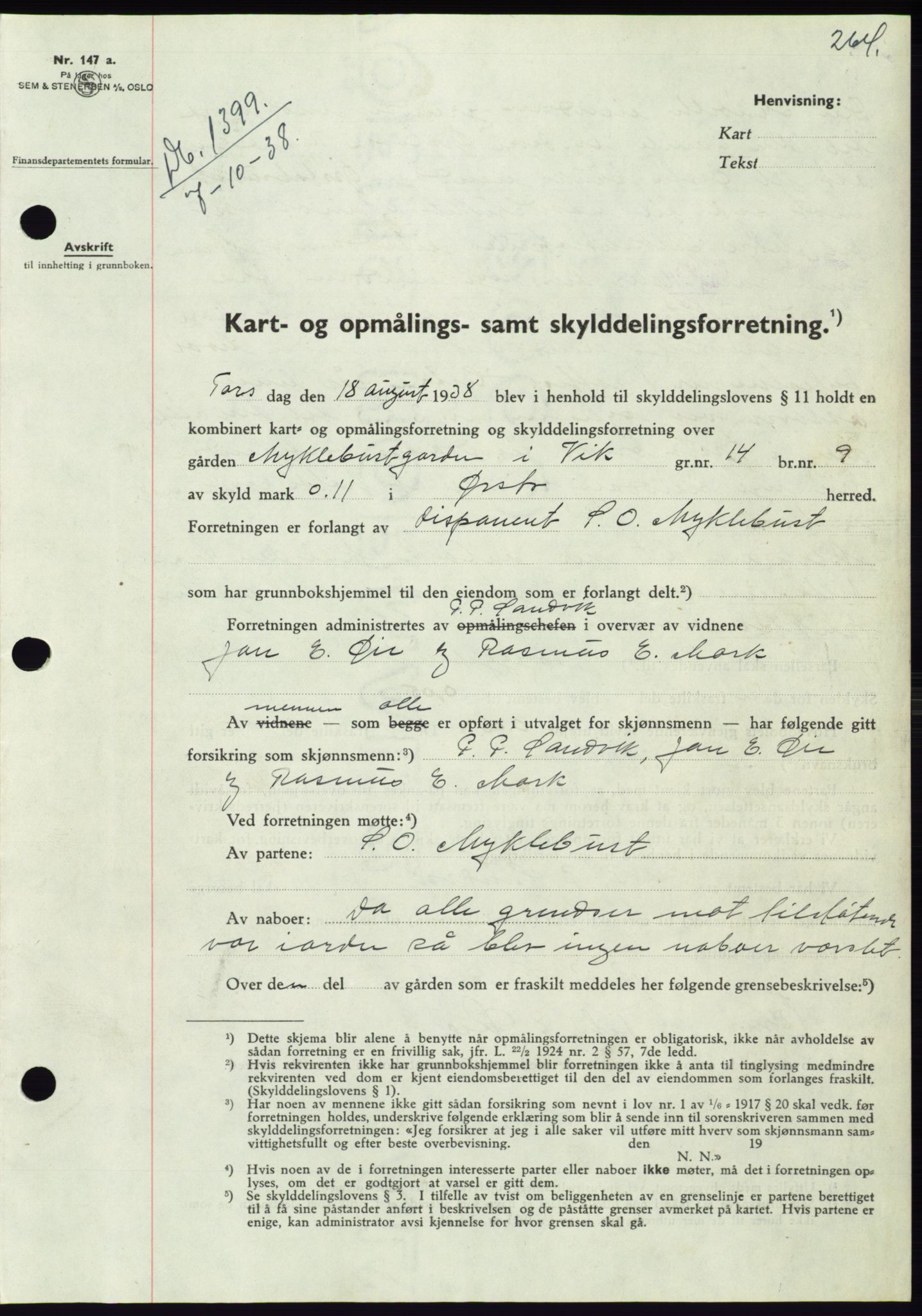 Søre Sunnmøre sorenskriveri, AV/SAT-A-4122/1/2/2C/L0066: Pantebok nr. 60, 1938-1938, Dagboknr: 1399/1938