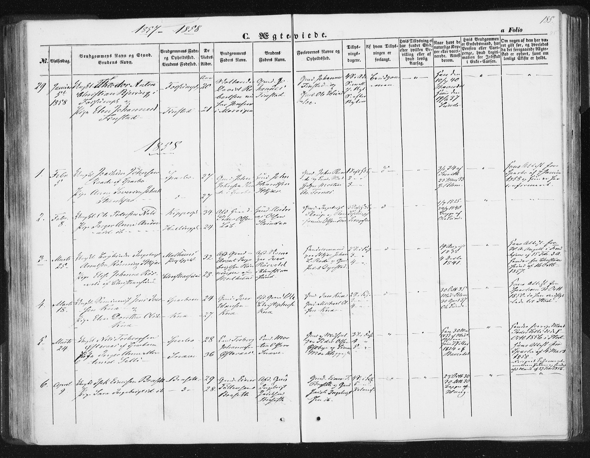 Ministerialprotokoller, klokkerbøker og fødselsregistre - Nord-Trøndelag, SAT/A-1458/746/L0446: Ministerialbok nr. 746A05, 1846-1859, s. 185