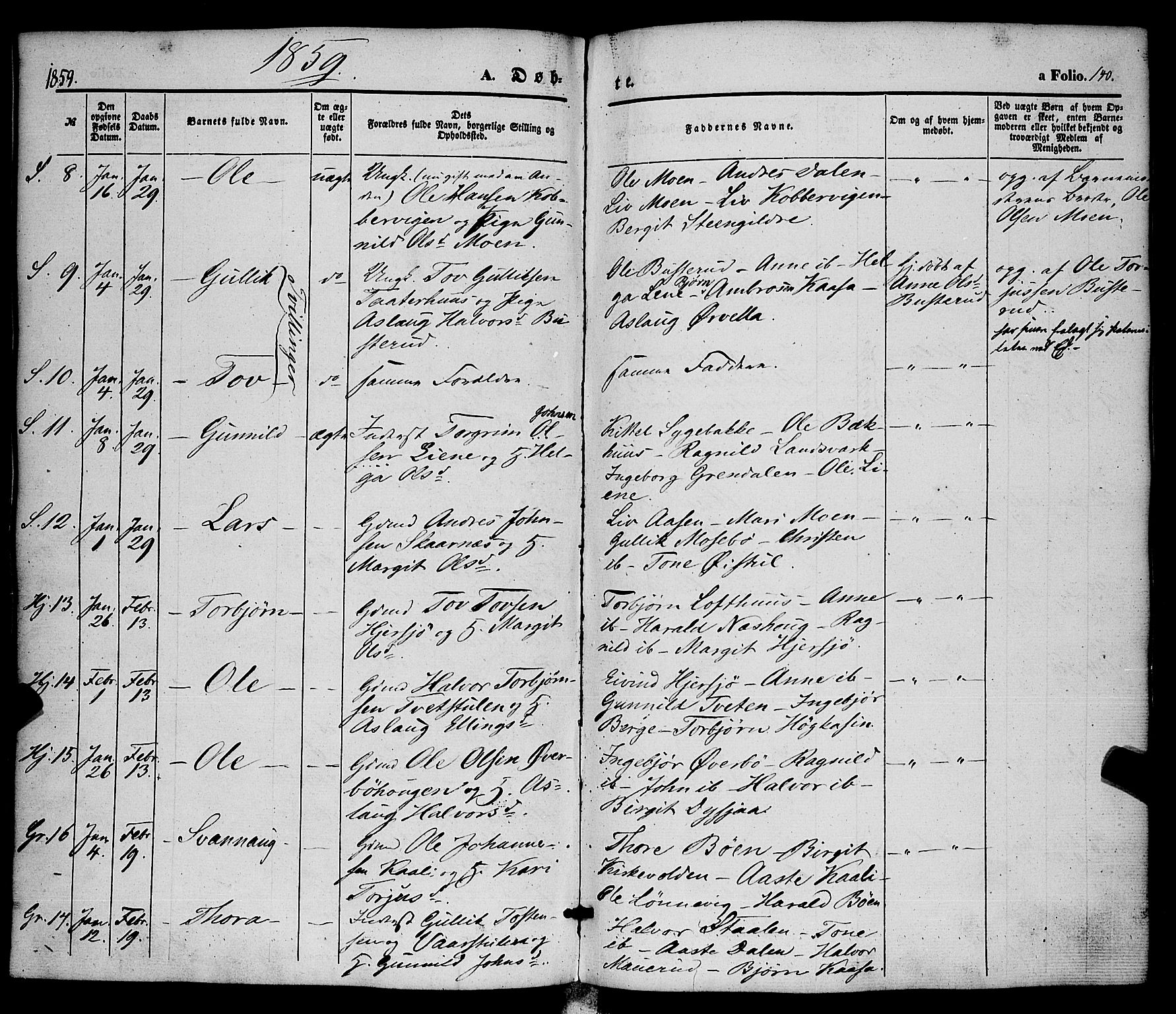 Hjartdal kirkebøker, SAKO/A-270/F/Fa/L0008: Ministerialbok nr. I 8, 1844-1859, s. 140