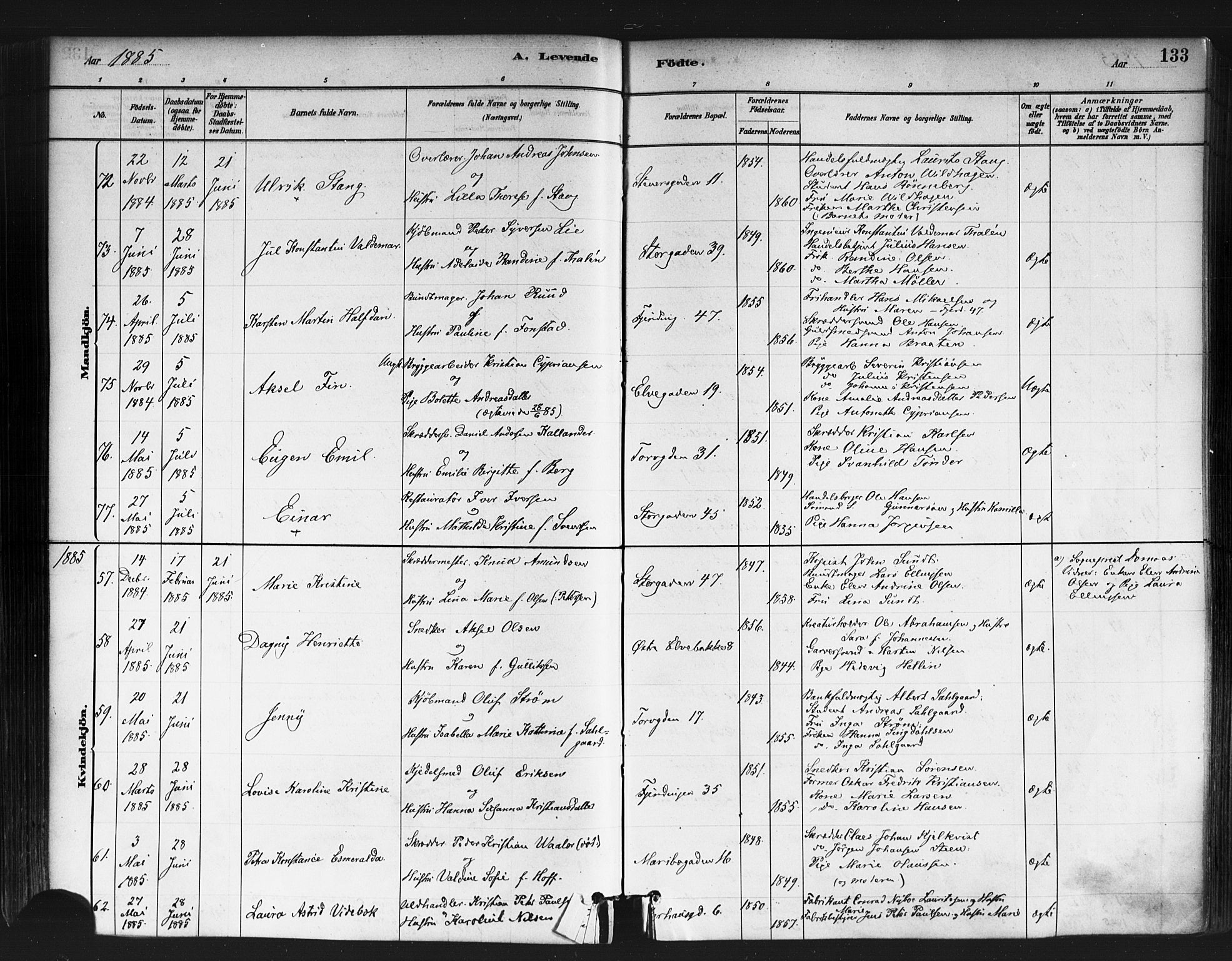 Jakob prestekontor Kirkebøker, AV/SAO-A-10850/F/Fa/L0003: Ministerialbok nr. 3, 1880-1895, s. 133