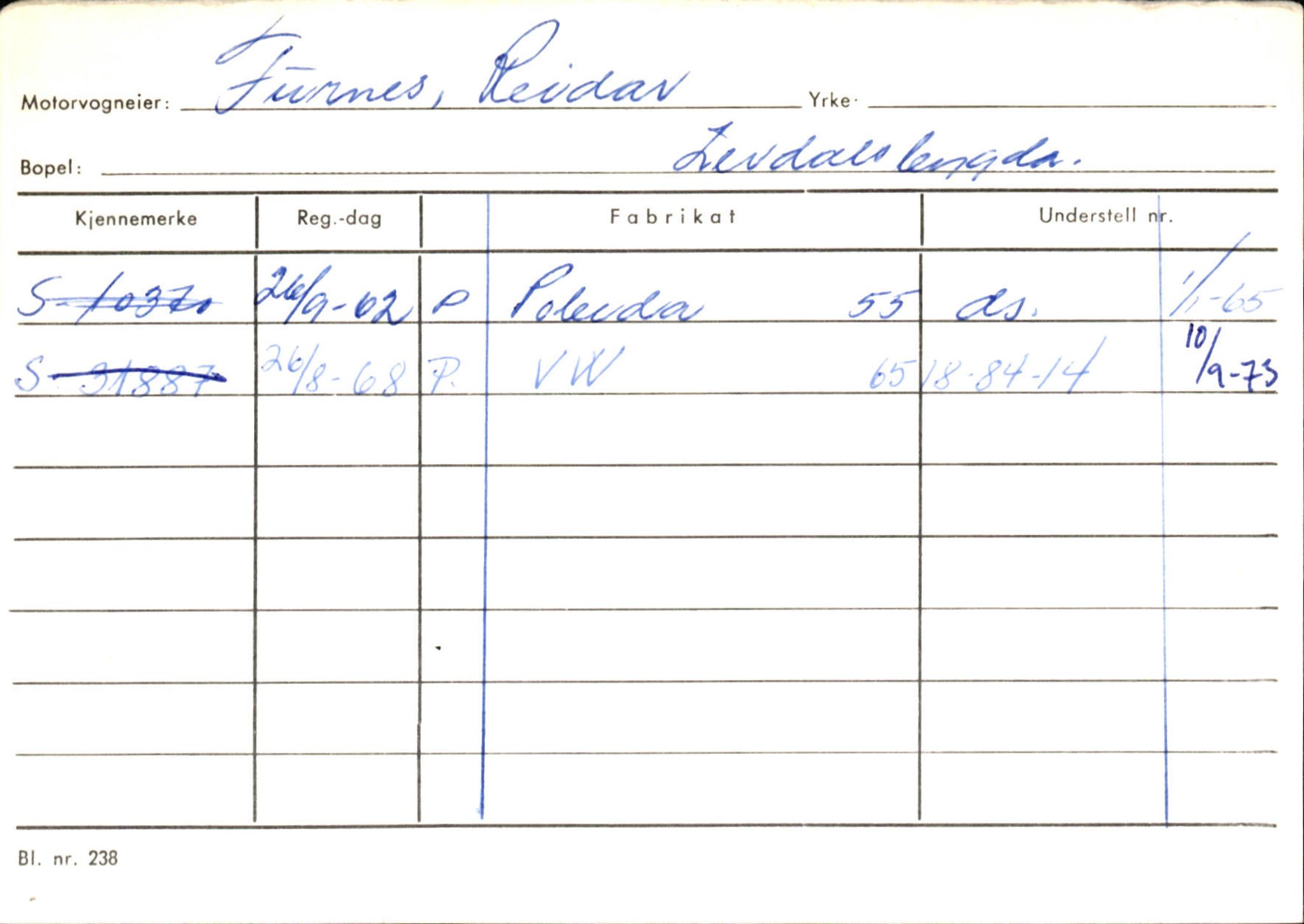 Statens vegvesen, Sogn og Fjordane vegkontor, SAB/A-5301/4/F/L0144: Registerkort Vågsøy A-R, 1945-1975, s. 602