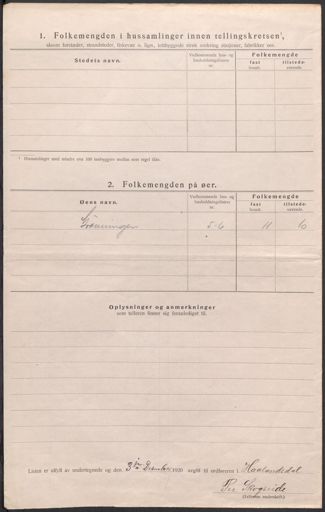 SAB, Folketelling 1920 for 1239 Hålandsdal herred, 1920, s. 16