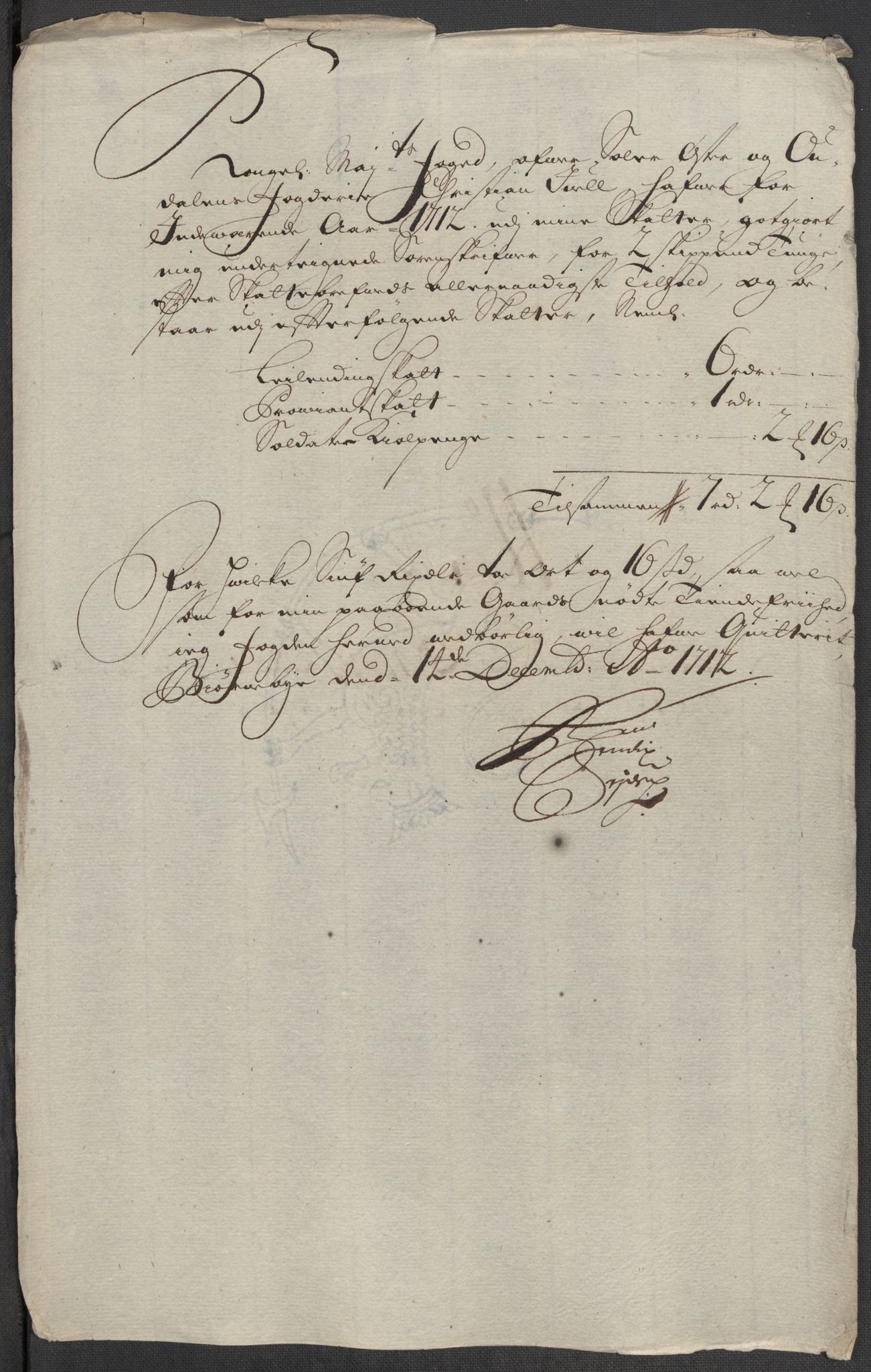 Rentekammeret inntil 1814, Reviderte regnskaper, Fogderegnskap, AV/RA-EA-4092/R13/L0849: Fogderegnskap Solør, Odal og Østerdal, 1712, s. 360