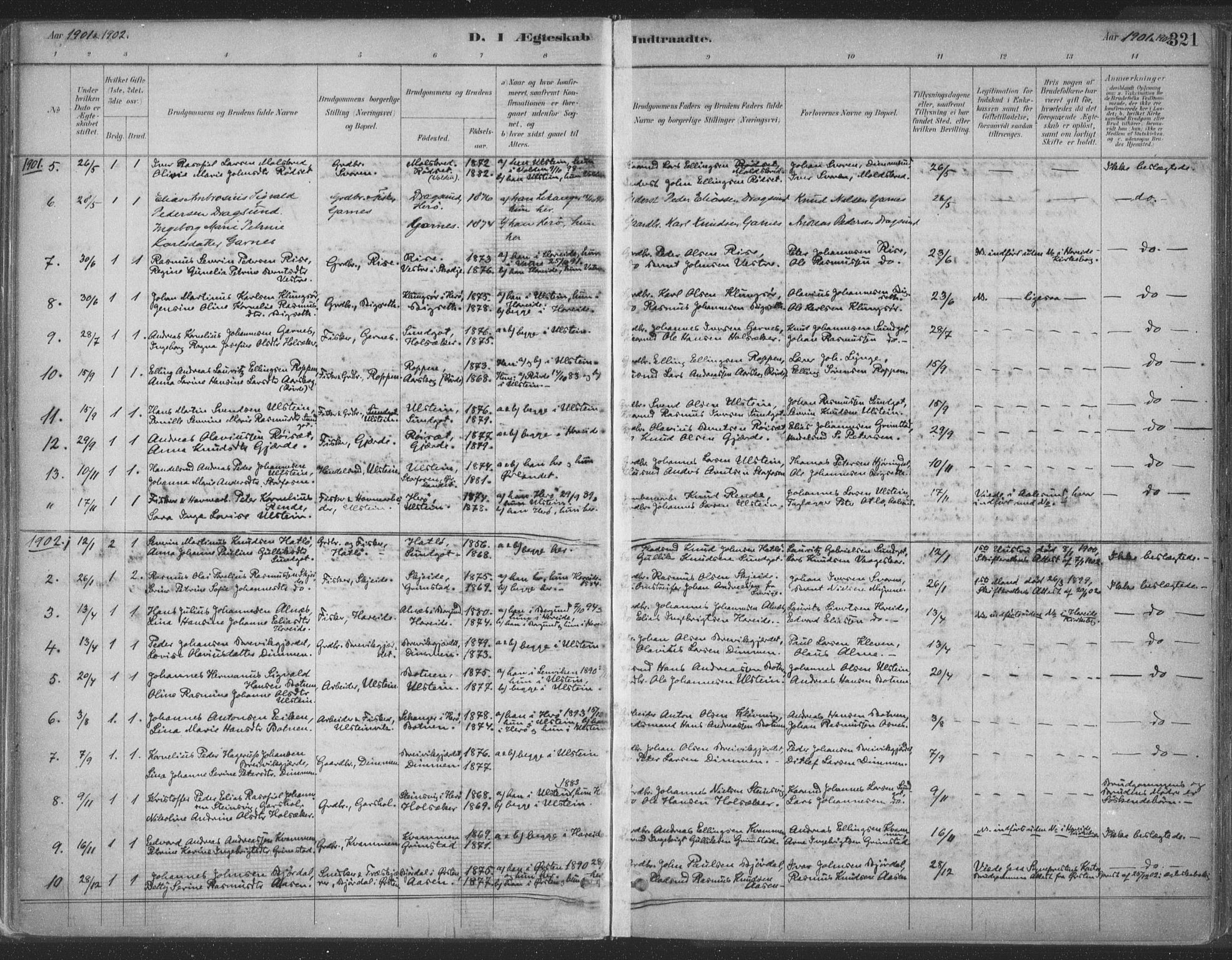 Ministerialprotokoller, klokkerbøker og fødselsregistre - Møre og Romsdal, AV/SAT-A-1454/509/L0106: Ministerialbok nr. 509A04, 1883-1922, s. 321