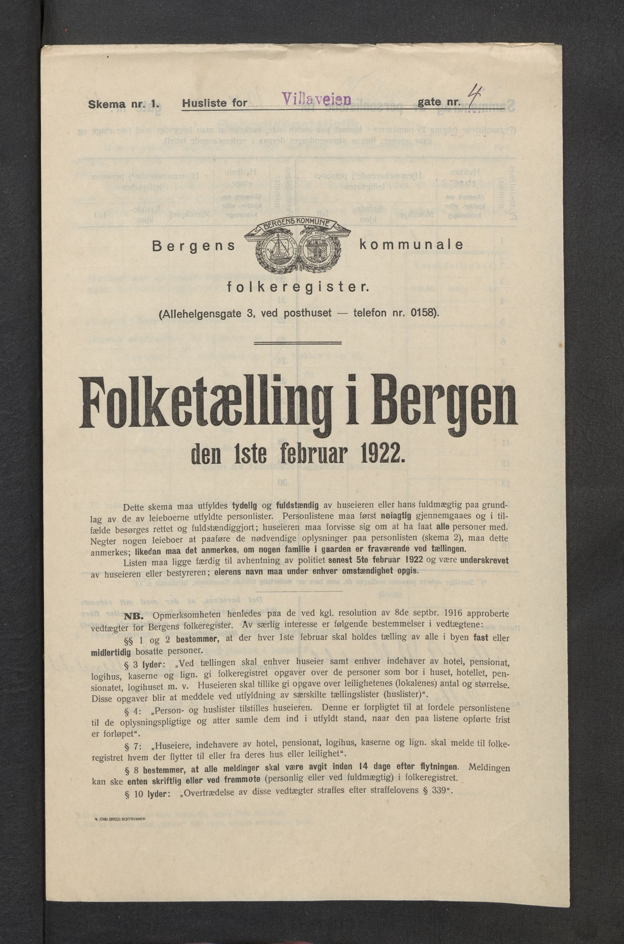 SAB, Kommunal folketelling 1922 for Bergen kjøpstad, 1922, s. 46401