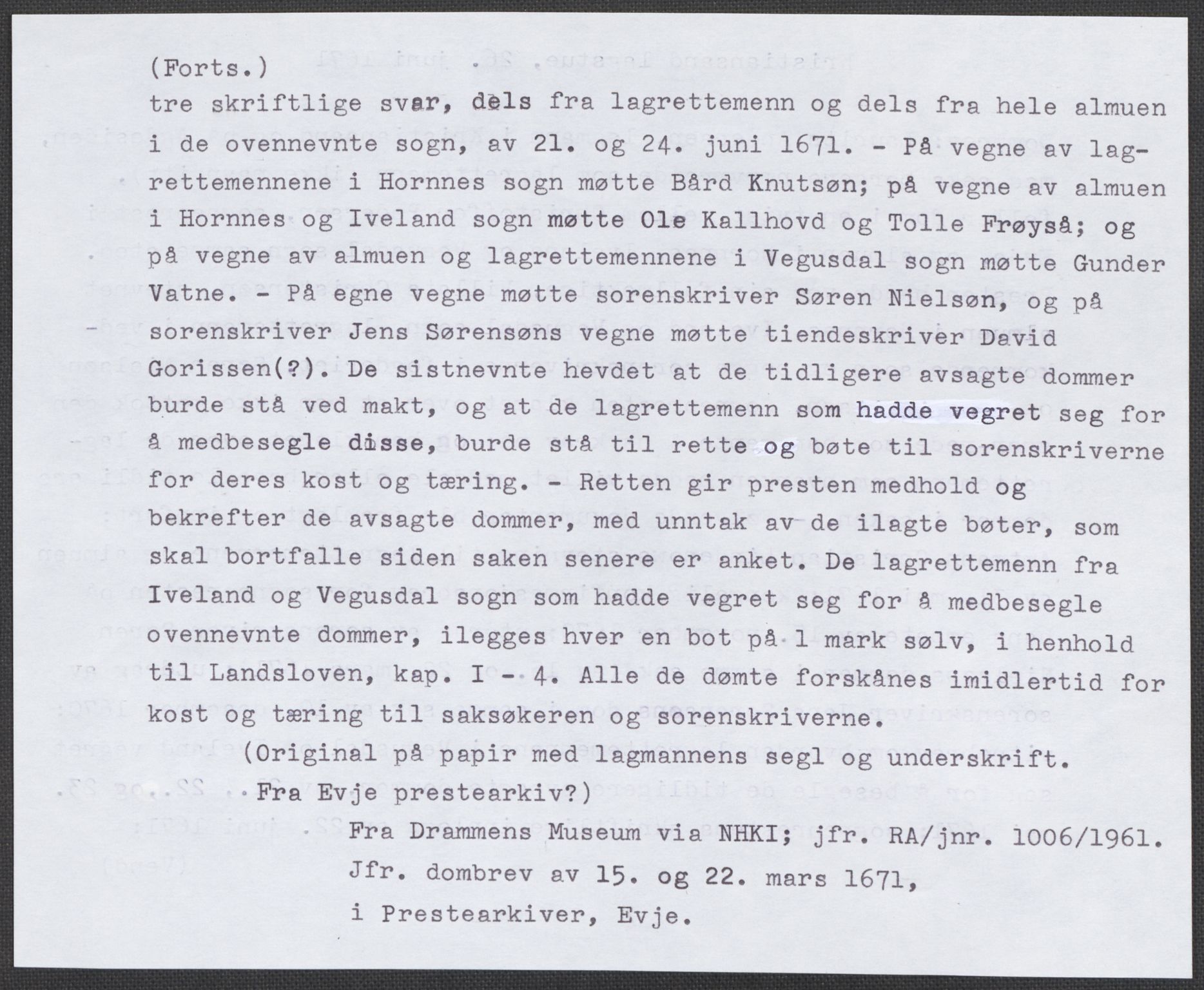 Riksarkivets diplomsamling, AV/RA-EA-5965/F15/L0031: Prestearkiv - Aust-Agder, Vest-Agder og Rogaland, 1575-1768, s. 45