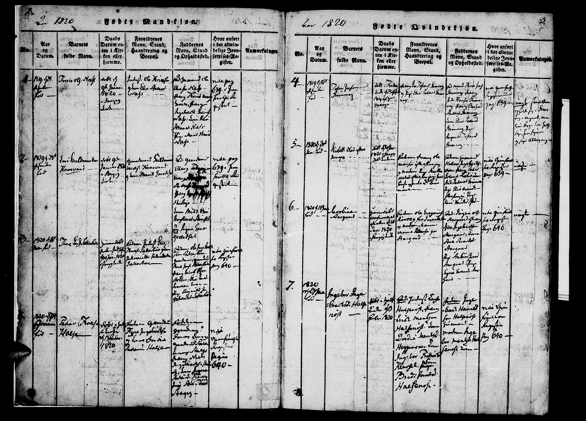 Ministerialprotokoller, klokkerbøker og fødselsregistre - Møre og Romsdal, AV/SAT-A-1454/592/L1023: Ministerialbok nr. 592A02, 1820-1830, s. 2-3