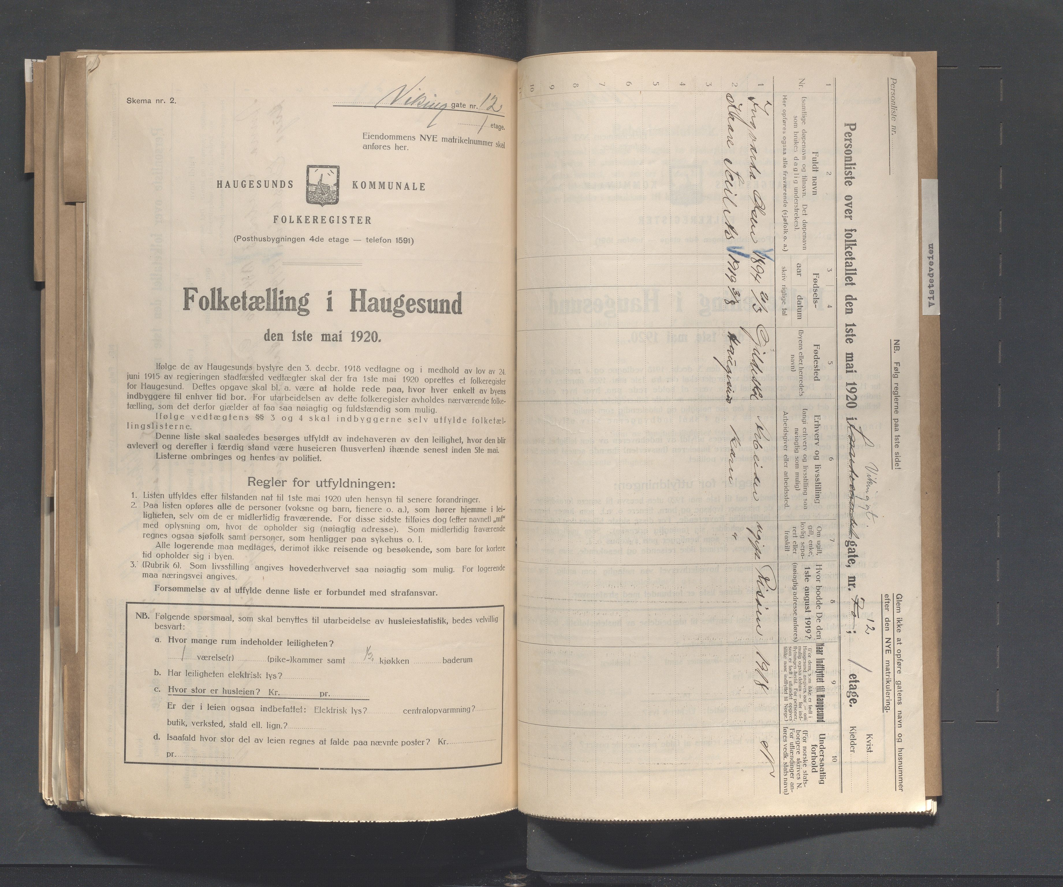 IKAR, Kommunal folketelling 1.5.1920 for Haugesund, 1920, s. 5283