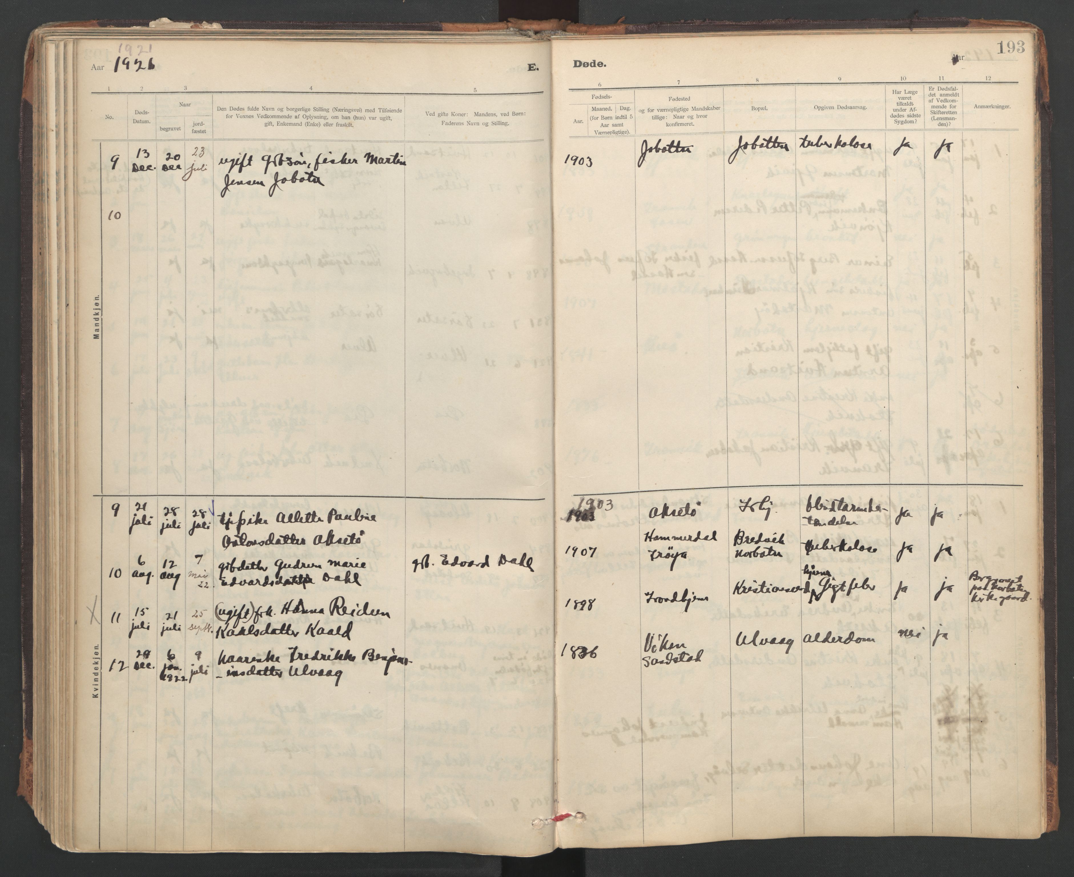 Ministerialprotokoller, klokkerbøker og fødselsregistre - Sør-Trøndelag, AV/SAT-A-1456/637/L0559: Ministerialbok nr. 637A02, 1899-1923, s. 193