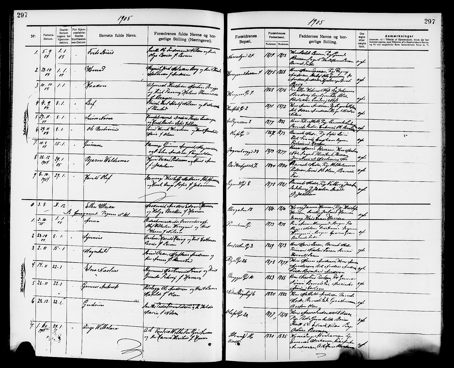 Larvik kirkebøker, AV/SAKO-A-352/G/Ga/L0005: Klokkerbok nr. I 5, 1888-1909, s. 297