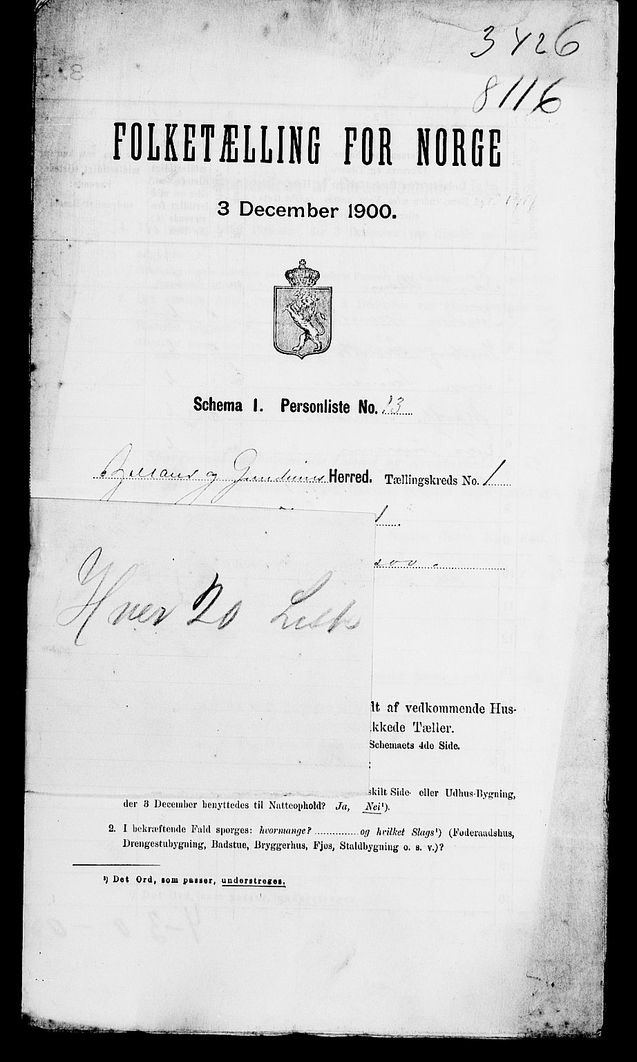 SAK, Folketelling 1900 for 1024 Bjelland og Grindheim herred, 1900, s. 40