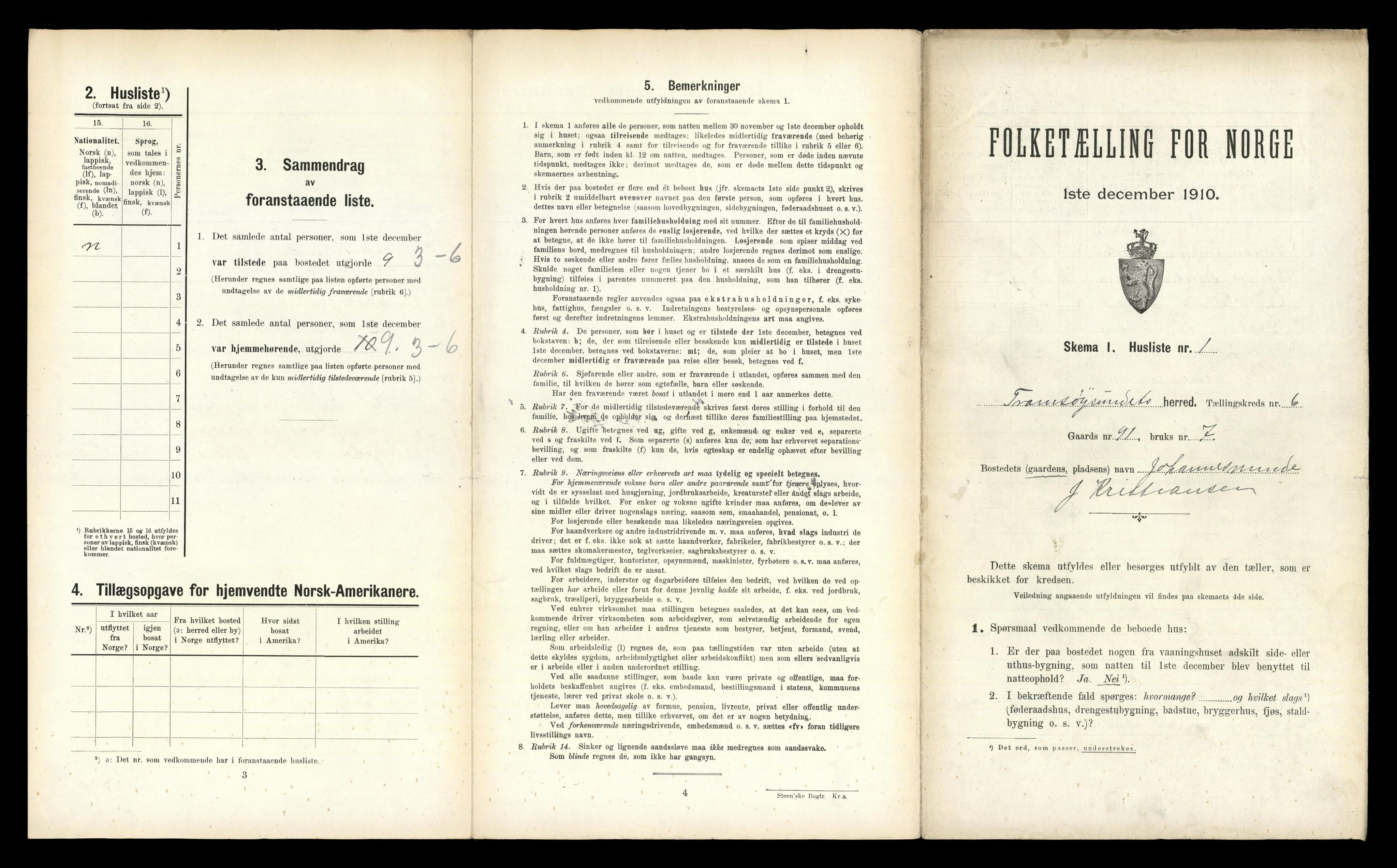 RA, Folketelling 1910 for 1934 Tromsøysund herred, 1910, s. 1185