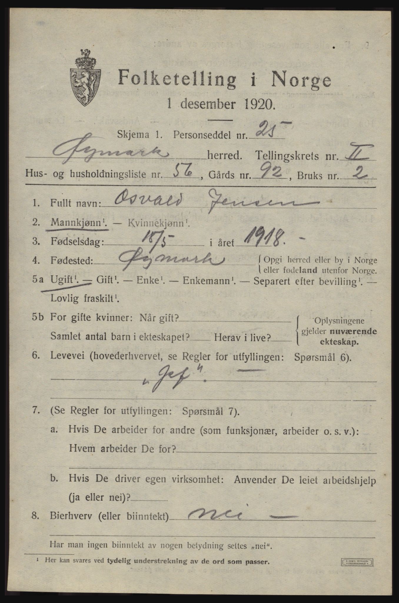 SAO, Folketelling 1920 for 0119 Øymark herred, 1920, s. 1941