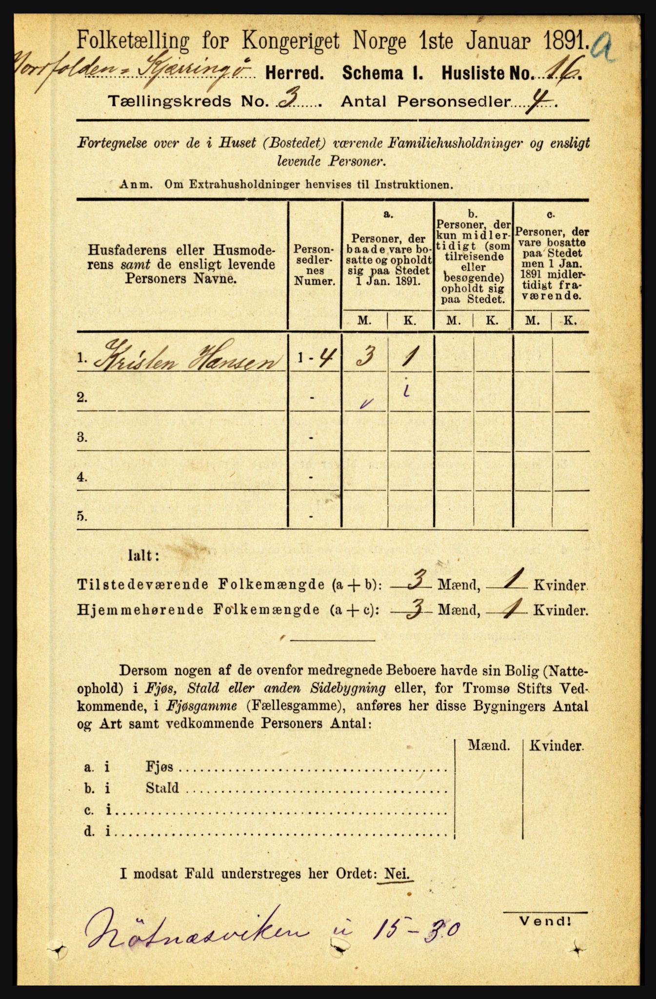 RA, Folketelling 1891 for 1846 Nordfold-Kjerringøy herred, 1891, s. 703