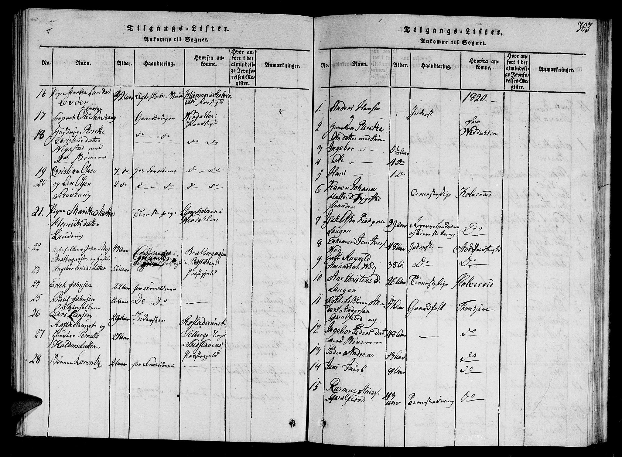Ministerialprotokoller, klokkerbøker og fødselsregistre - Nord-Trøndelag, SAT/A-1458/784/L0679: Klokkerbok nr. 784C01 /1, 1816-1822, s. 303