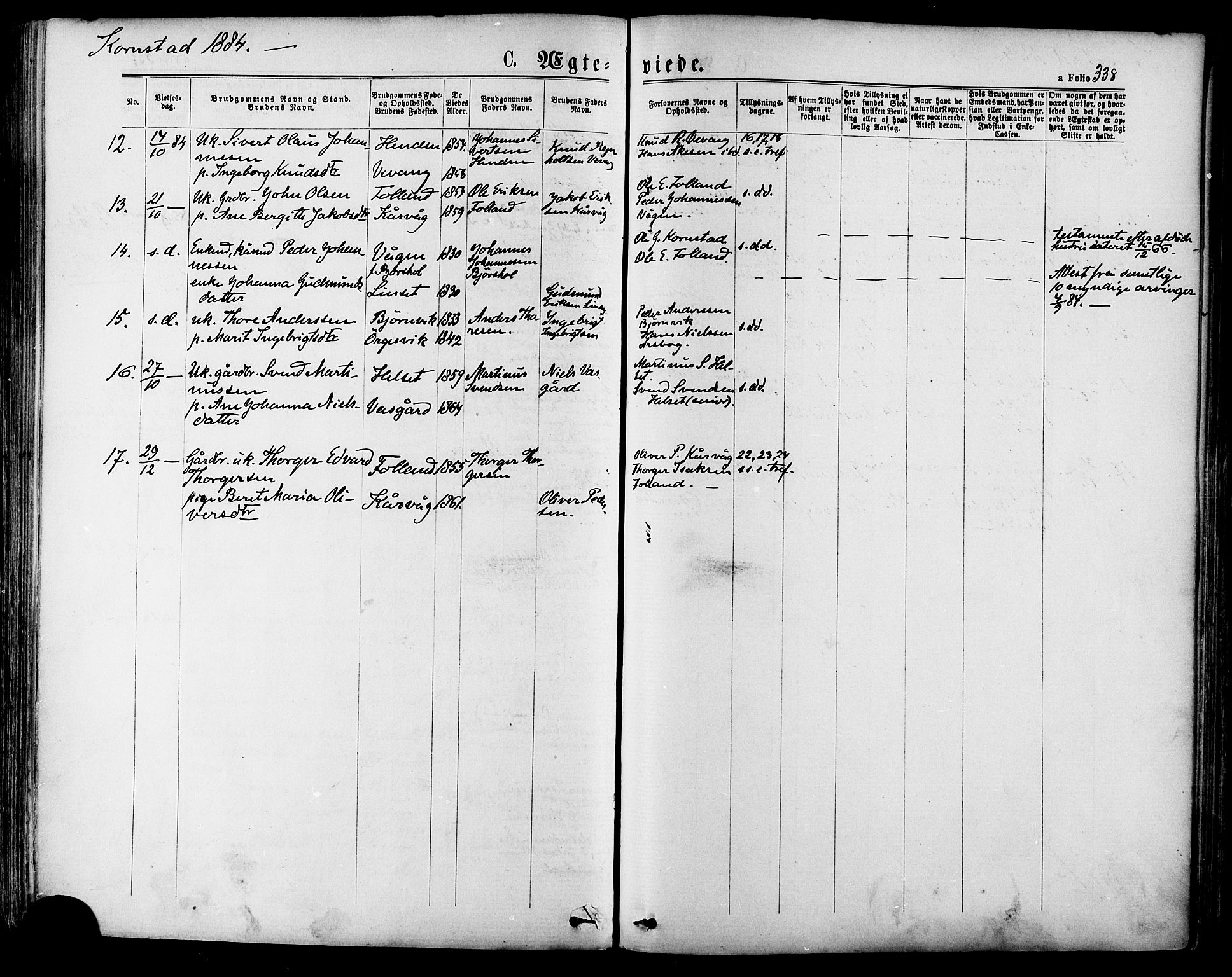 Ministerialprotokoller, klokkerbøker og fødselsregistre - Møre og Romsdal, AV/SAT-A-1454/568/L0806: Ministerialbok nr. 568A12 /2, 1878-1884, s. 338