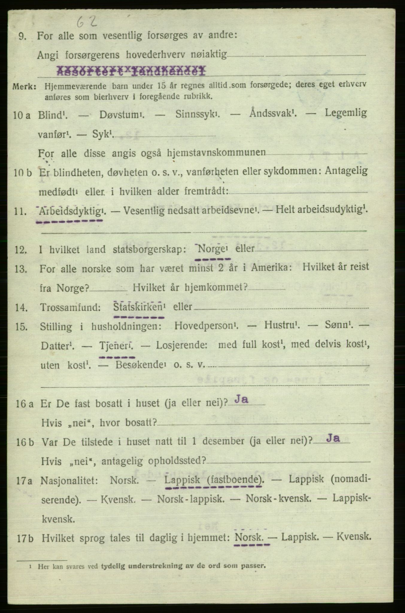 SATØ, Folketelling 1920 for 2012 Alta herred, 1920, s. 4482