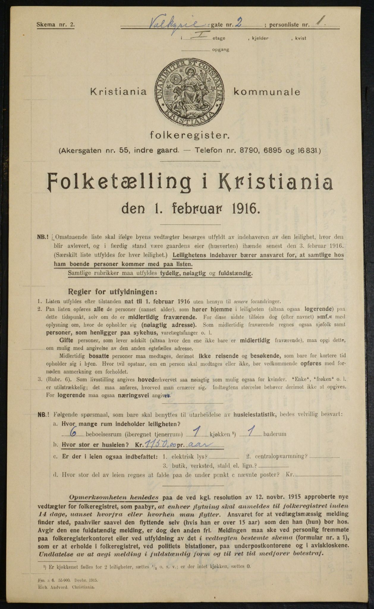 OBA, Kommunal folketelling 1.2.1916 for Kristiania, 1916, s. 125387