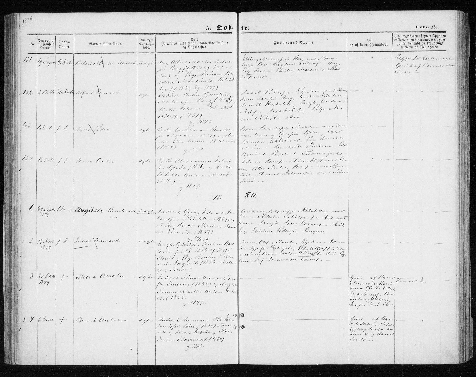 Tromsøysund sokneprestkontor, AV/SATØ-S-1304/G/Ga/L0003kirke: Ministerialbok nr. 3, 1875-1880, s. 82