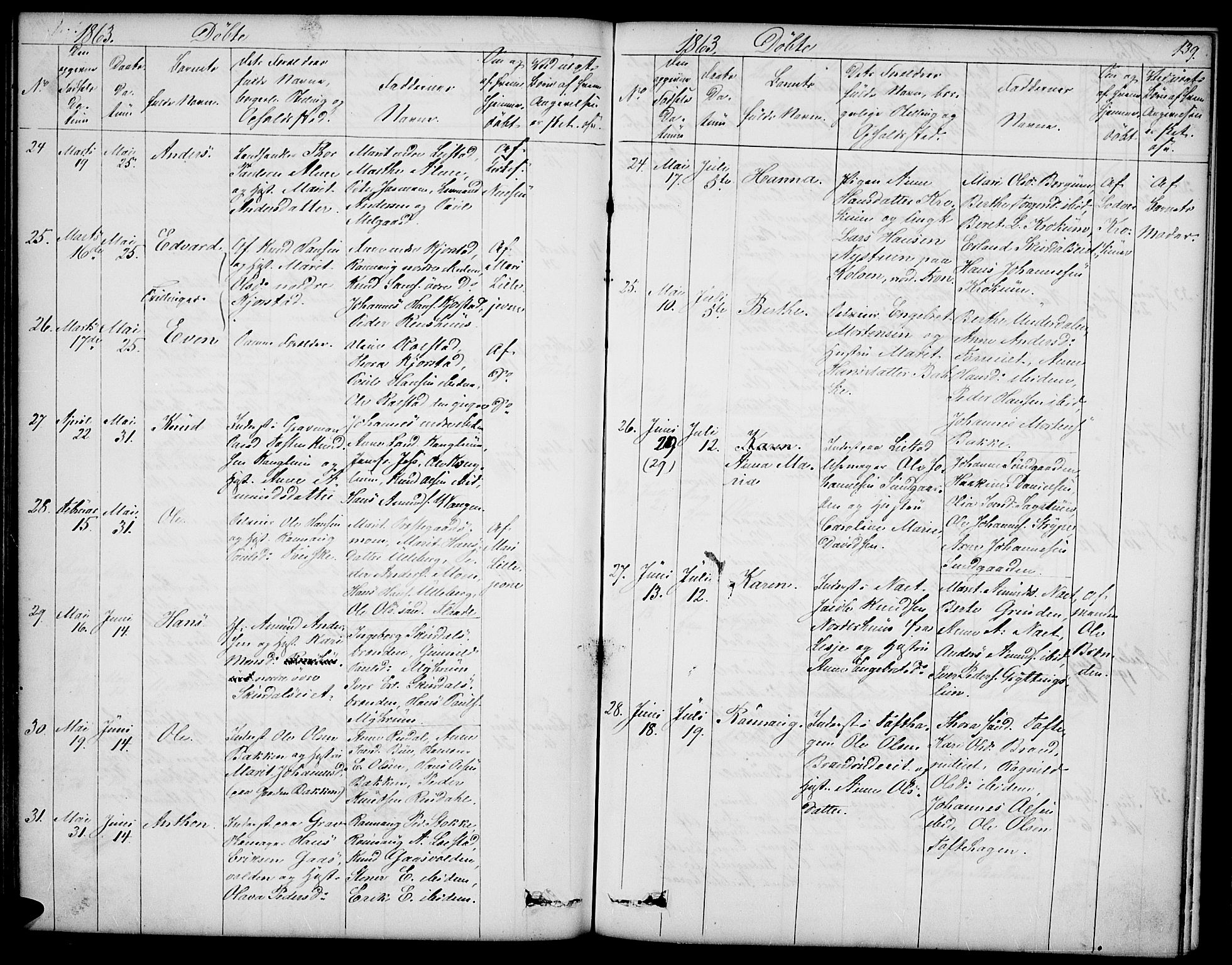 Sør-Fron prestekontor, AV/SAH-PREST-010/H/Ha/Hab/L0001: Klokkerbok nr. 1, 1844-1863, s. 139