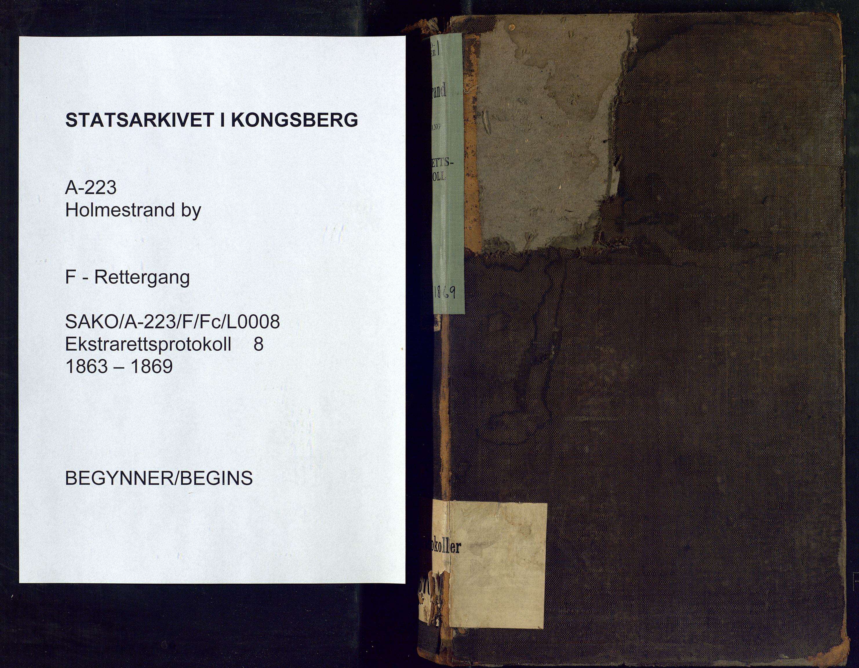 Holmestrand byfogd, SAKO/A-223/F/Fc/L0008: Ekstrarettsprotokoll, 1863-1869