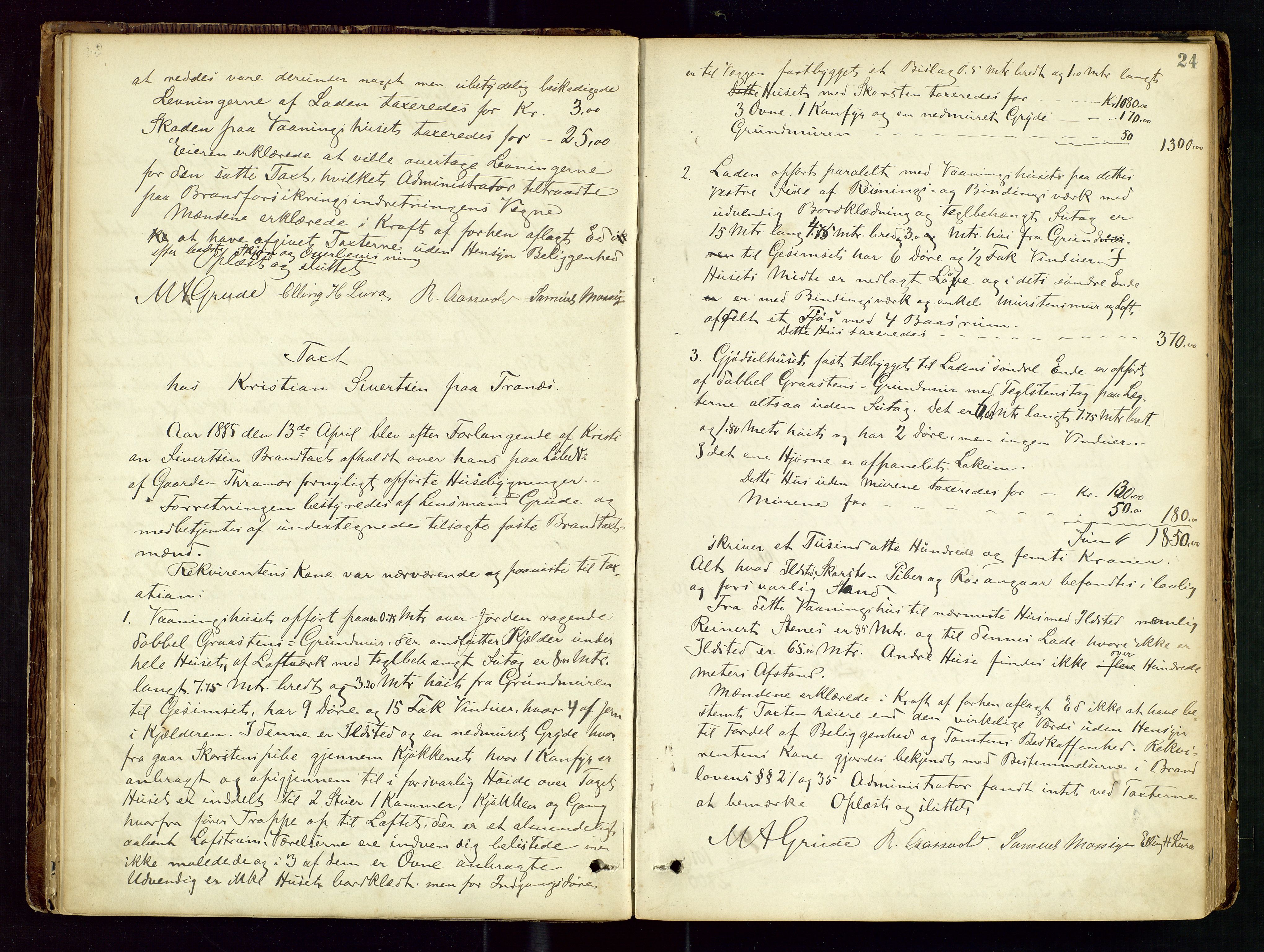 Høyland/Sandnes lensmannskontor, AV/SAST-A-100166/Goa/L0002: "Brandtaxtprotokol for Landafdelingen i Høiland", 1880-1917, s. 23b-24a