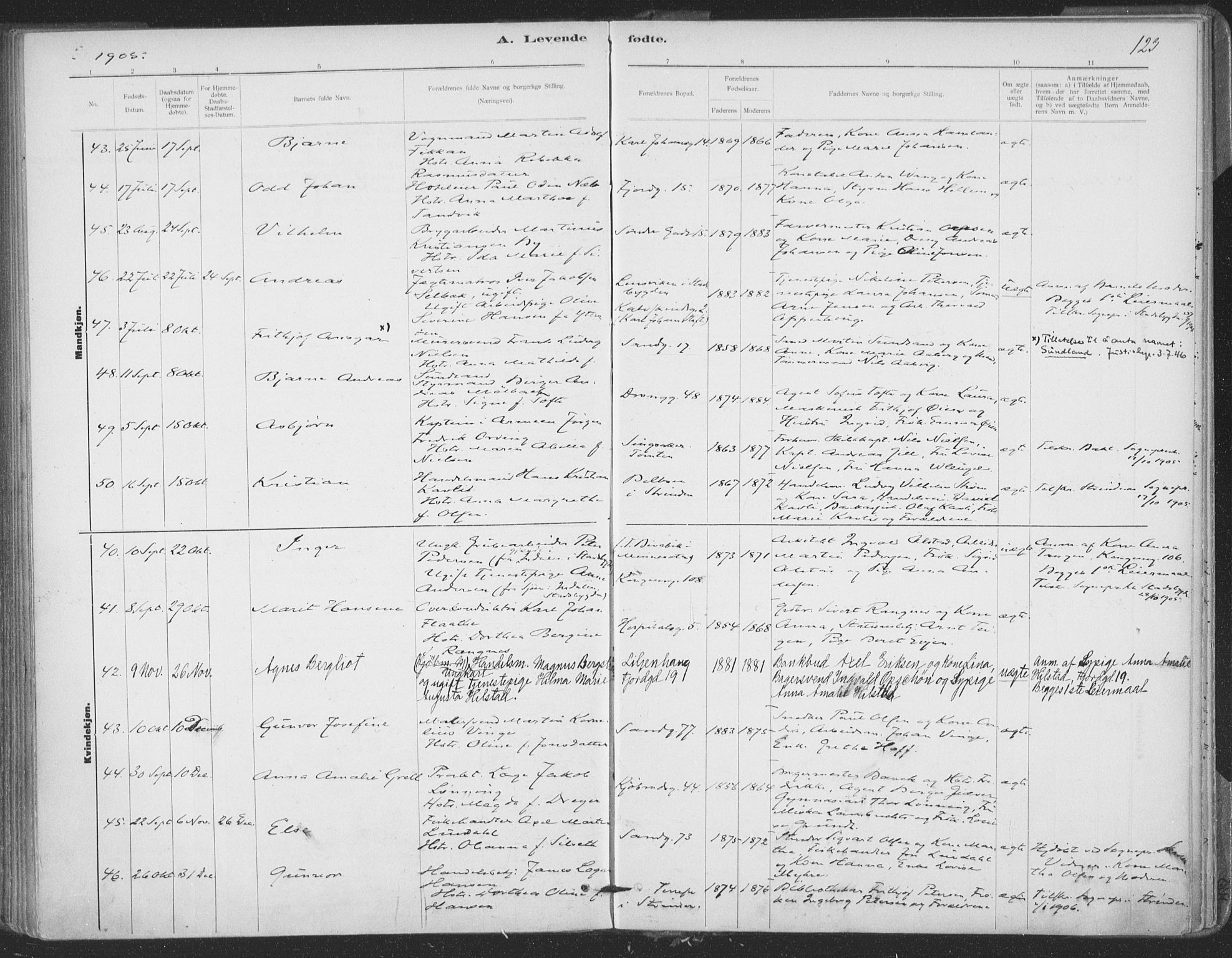 Ministerialprotokoller, klokkerbøker og fødselsregistre - Sør-Trøndelag, AV/SAT-A-1456/602/L0122: Ministerialbok nr. 602A20, 1892-1908, s. 123