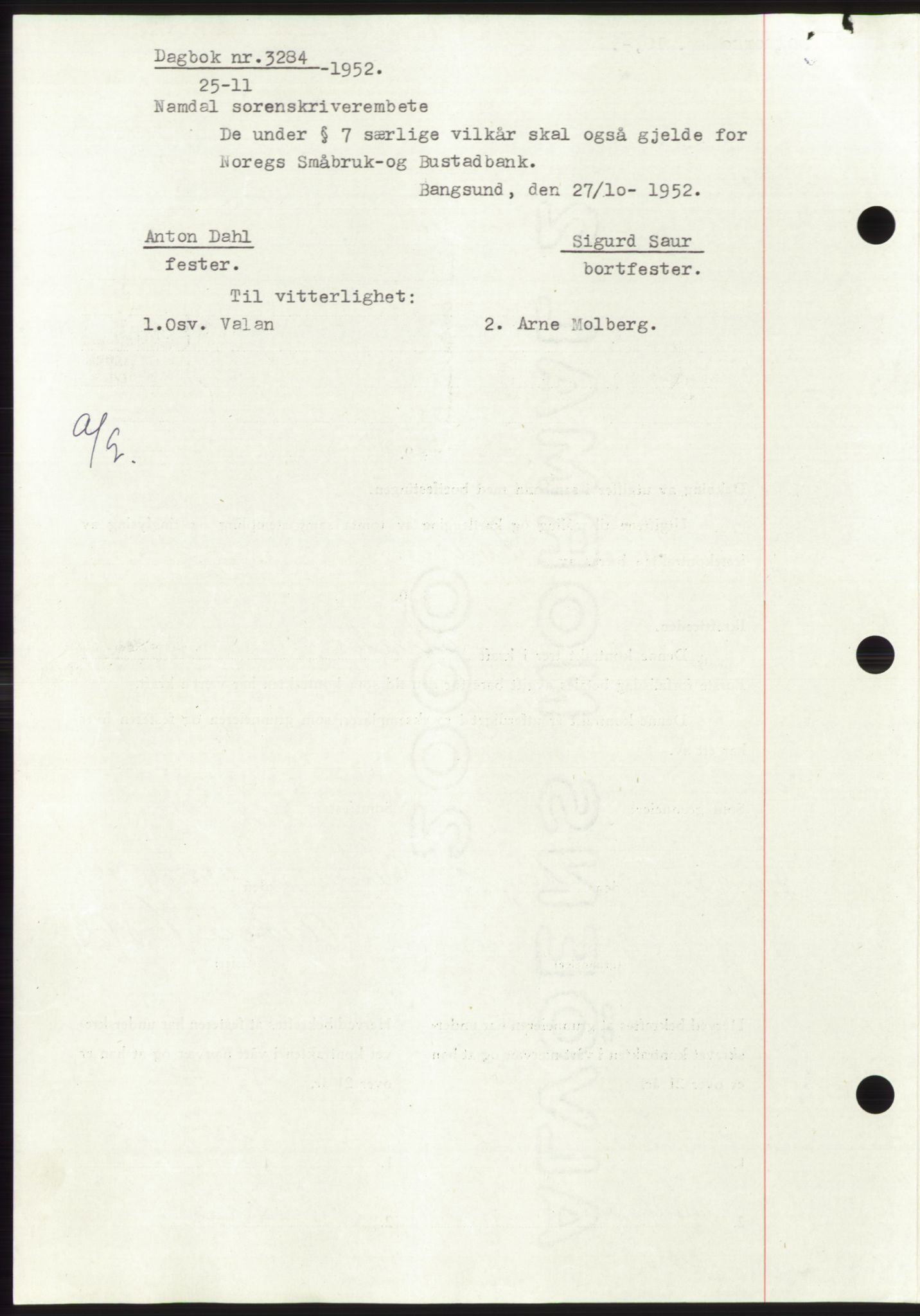 Namdal sorenskriveri, SAT/A-4133/1/2/2C: Pantebok nr. -, 1949-1949, Dagboknr: 3284/1949