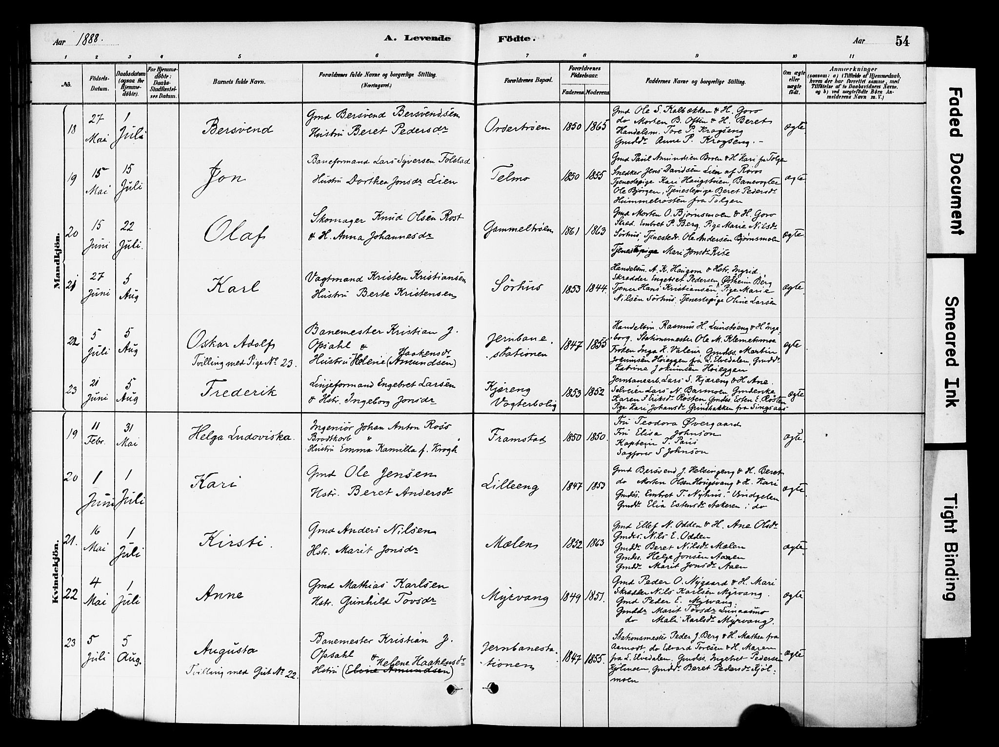 Tynset prestekontor, AV/SAH-PREST-058/H/Ha/Haa/L0022: Ministerialbok nr. 22, 1880-1899, s. 54