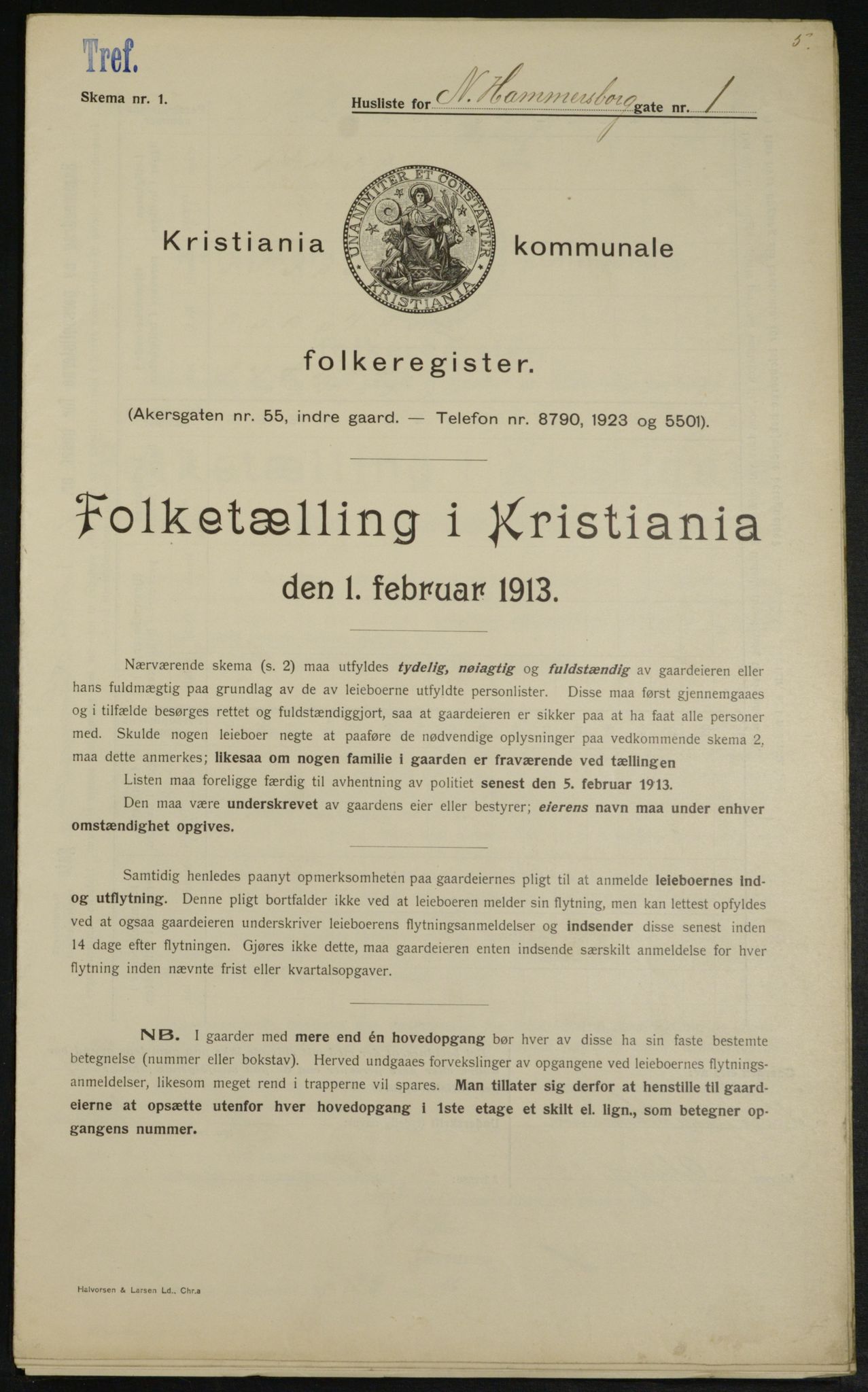 OBA, Kommunal folketelling 1.2.1913 for Kristiania, 1913, s. 69136
