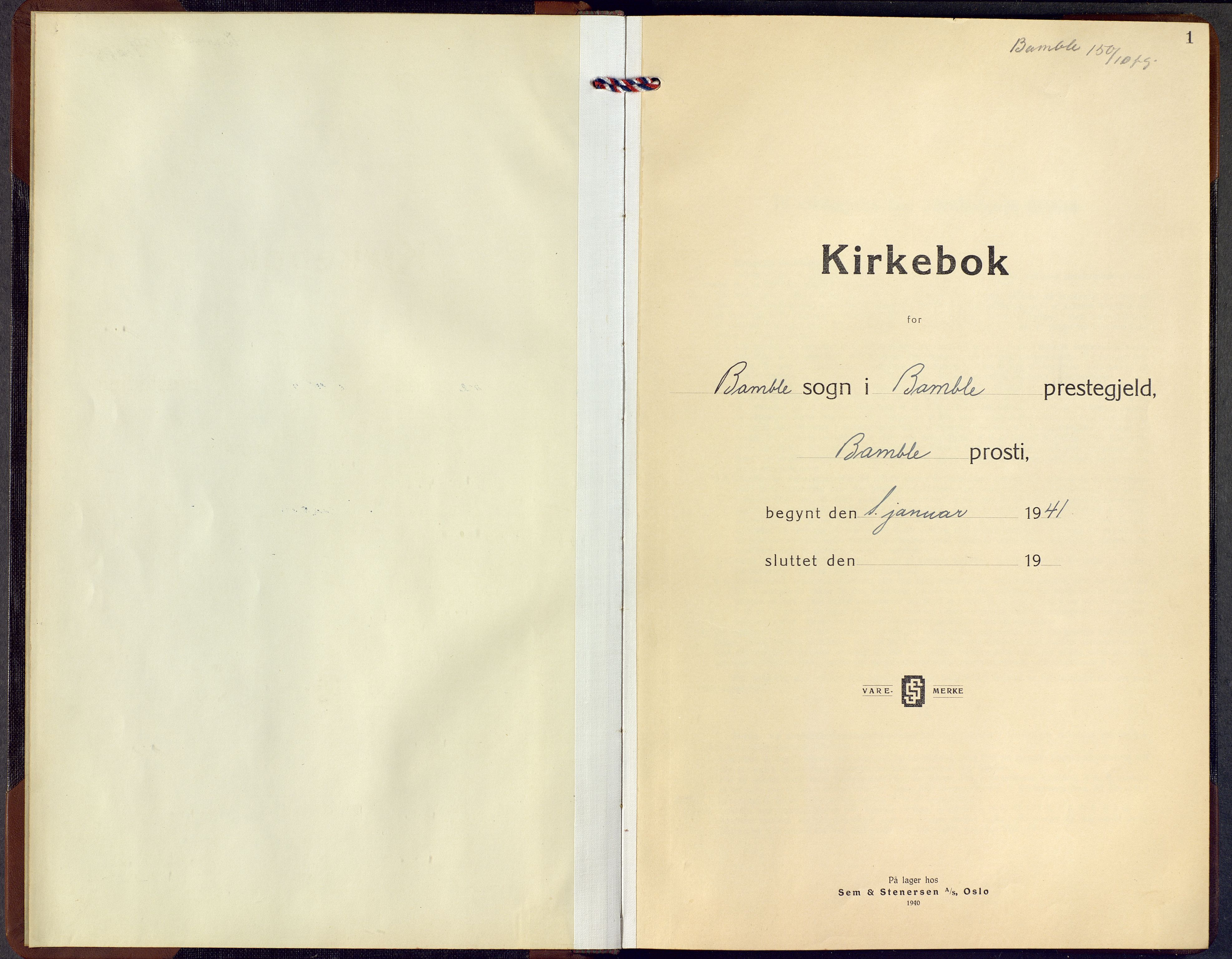 Bamble kirkebøker, SAKO/A-253/G/Ga/L0013: Klokkerbok nr. I 13, 1941-1949, s. 1
