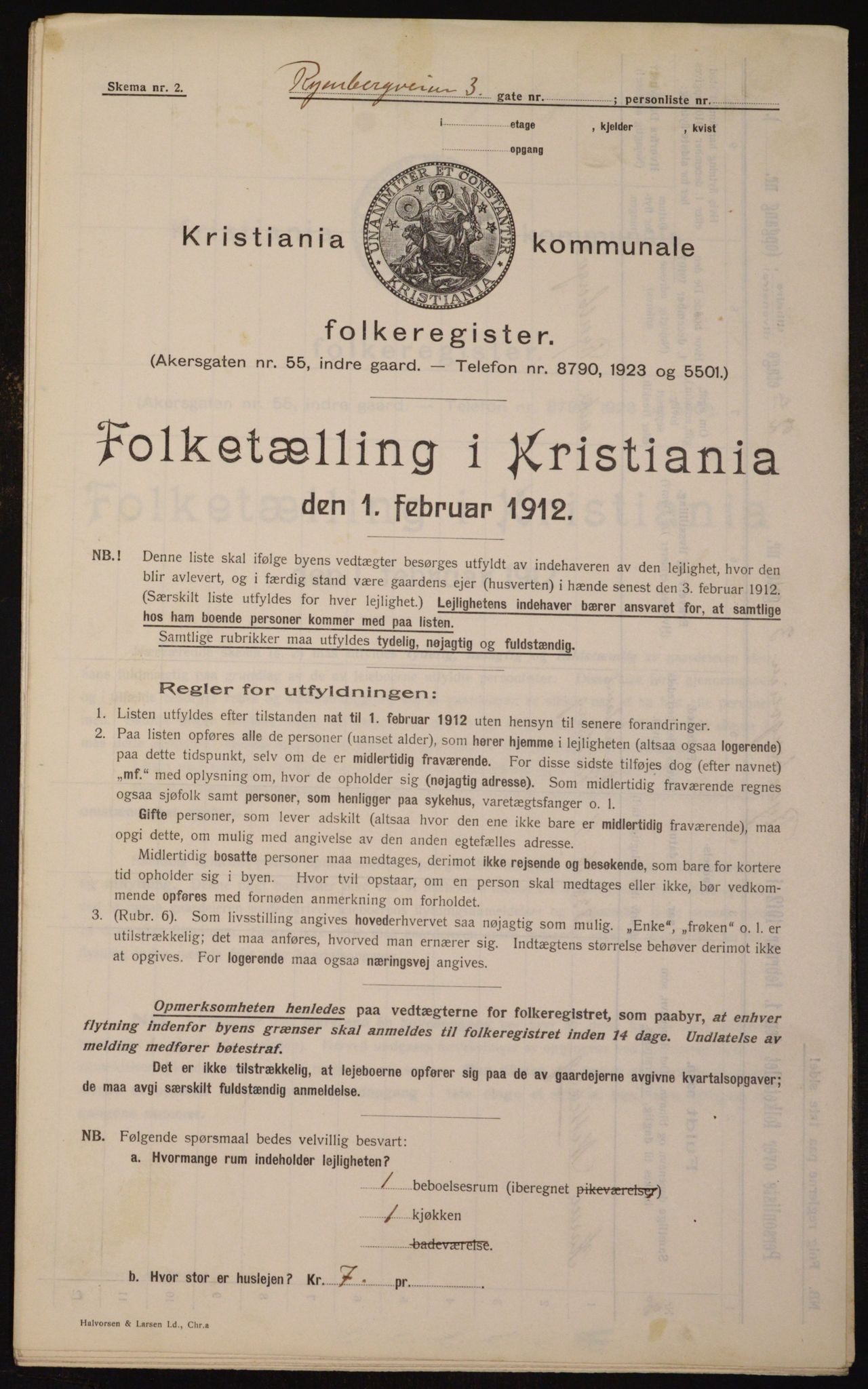 OBA, Kommunal folketelling 1.2.1912 for Kristiania, 1912, s. 85851