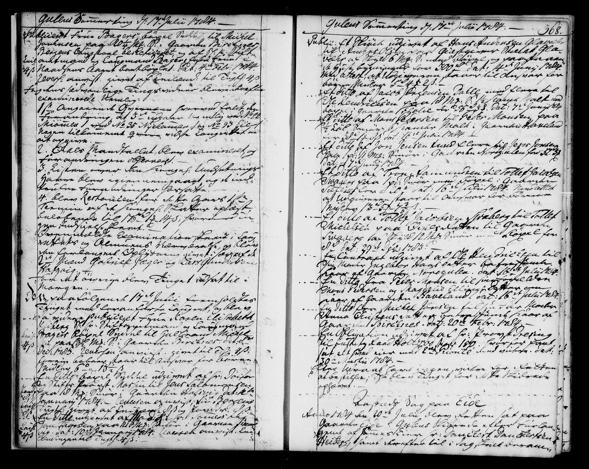 Ytre Sogn tingrett, AV/SAB-A-2601/1/F/Fa/L0041b: Tingbok (justisprotokoll), 1784-1787, s. 367b-368a