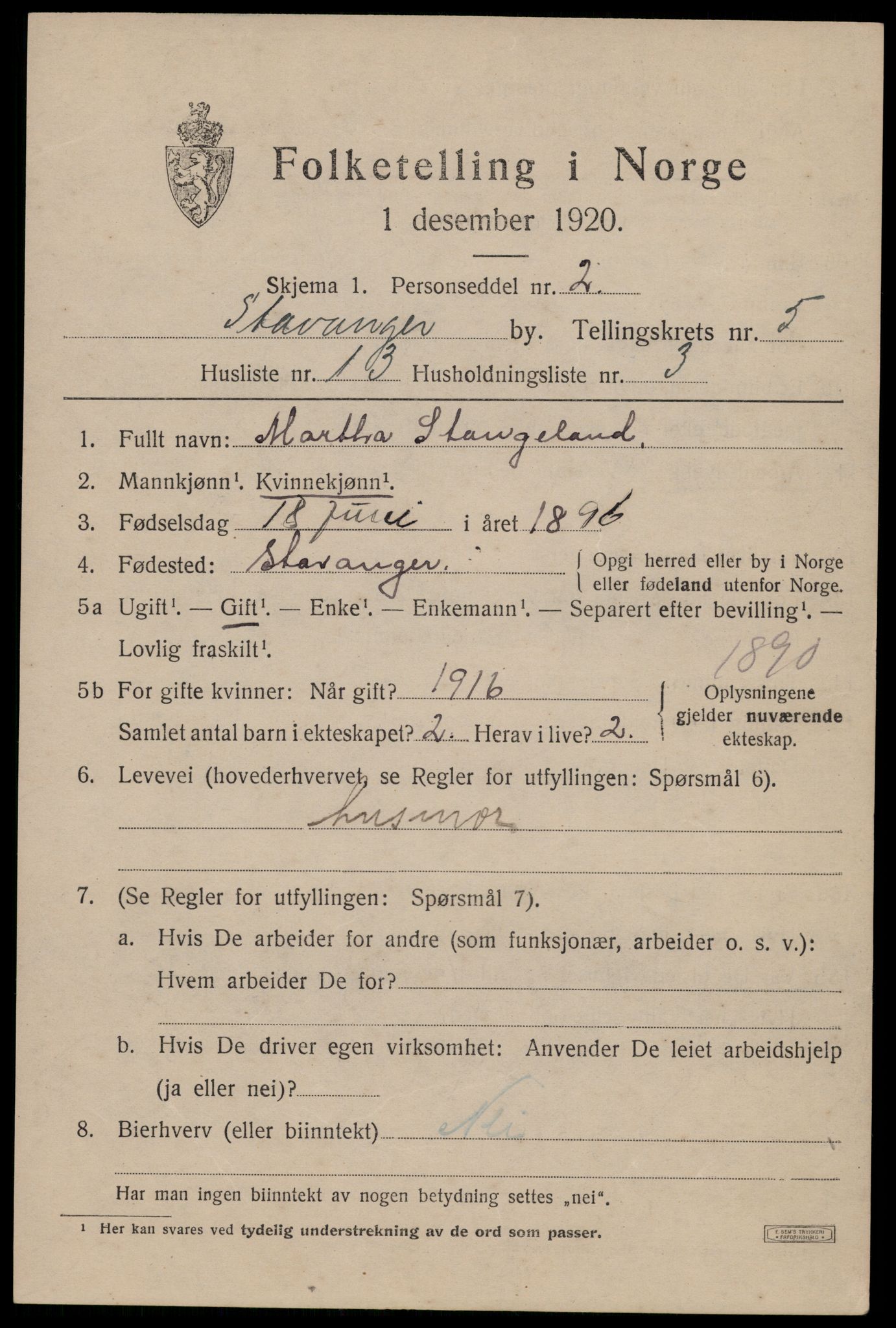 SAST, Folketelling 1920 for 1103 Stavanger kjøpstad, 1920, s. 39874