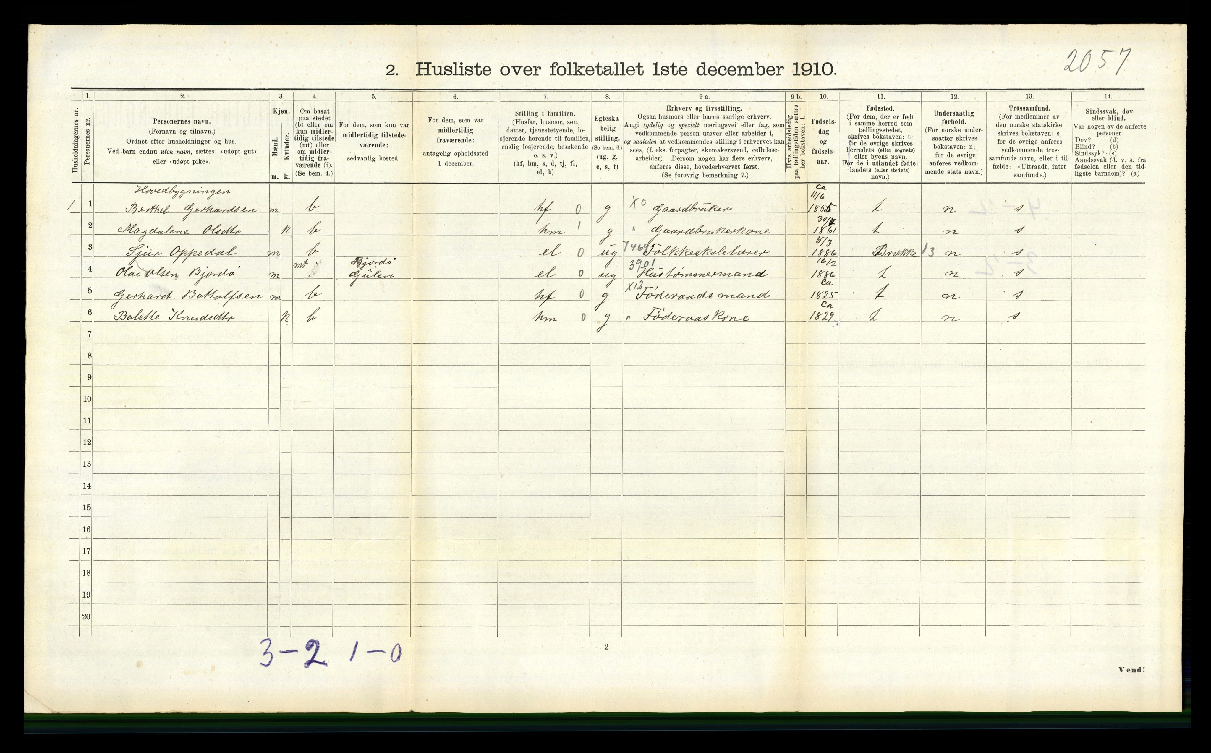 RA, Folketelling 1910 for 1411 Gulen herred, 1910, s. 205