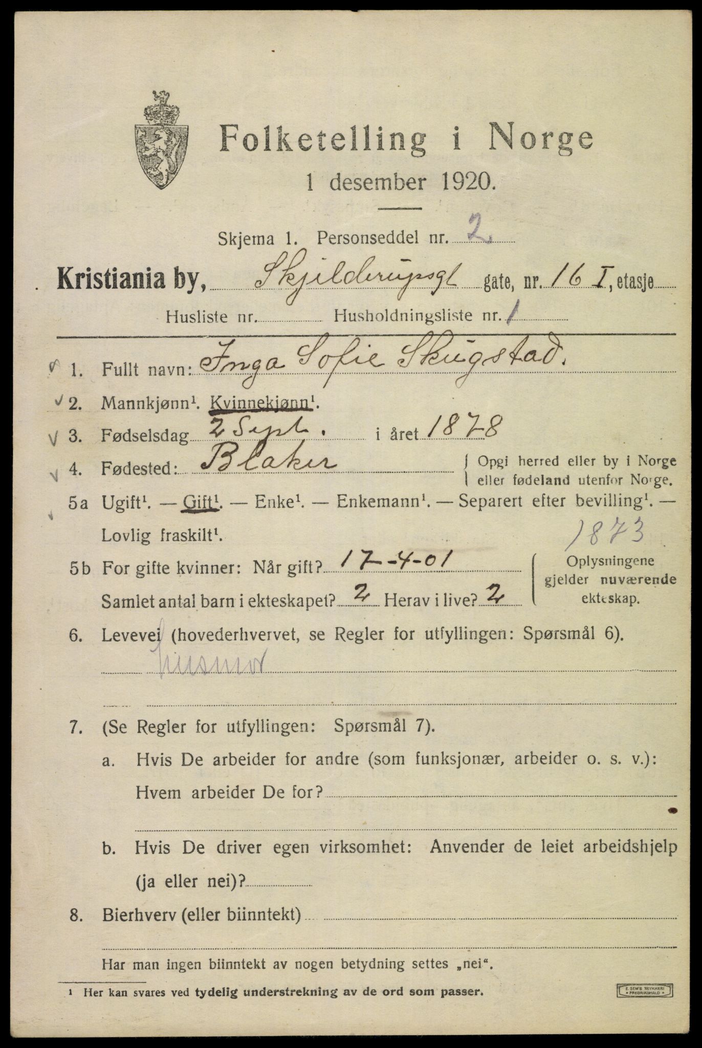 SAO, Folketelling 1920 for 0301 Kristiania kjøpstad, 1920, s. 513623