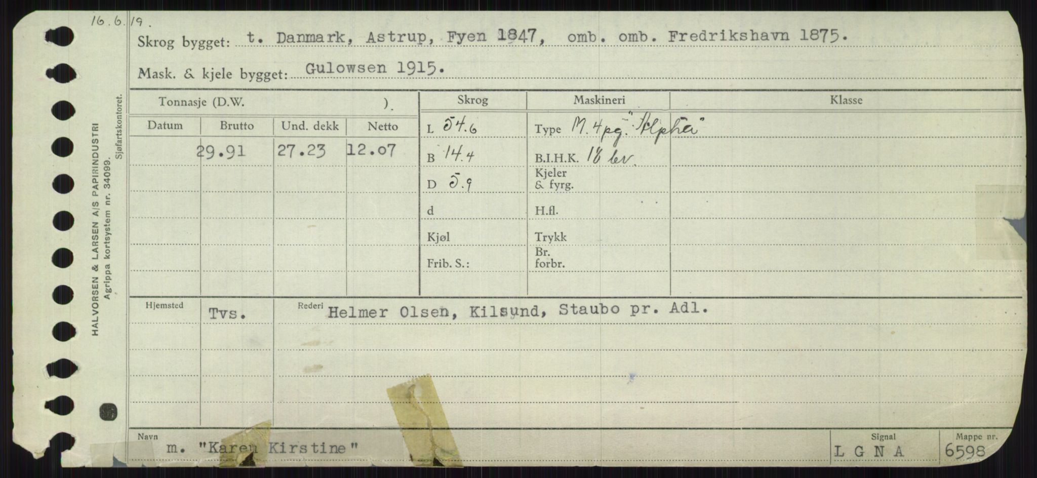 Sjøfartsdirektoratet med forløpere, Skipsmålingen, RA/S-1627/H/Ha/L0003/0001: Fartøy, Hilm-Mar / Fartøy, Hilm-Kol, s. 679