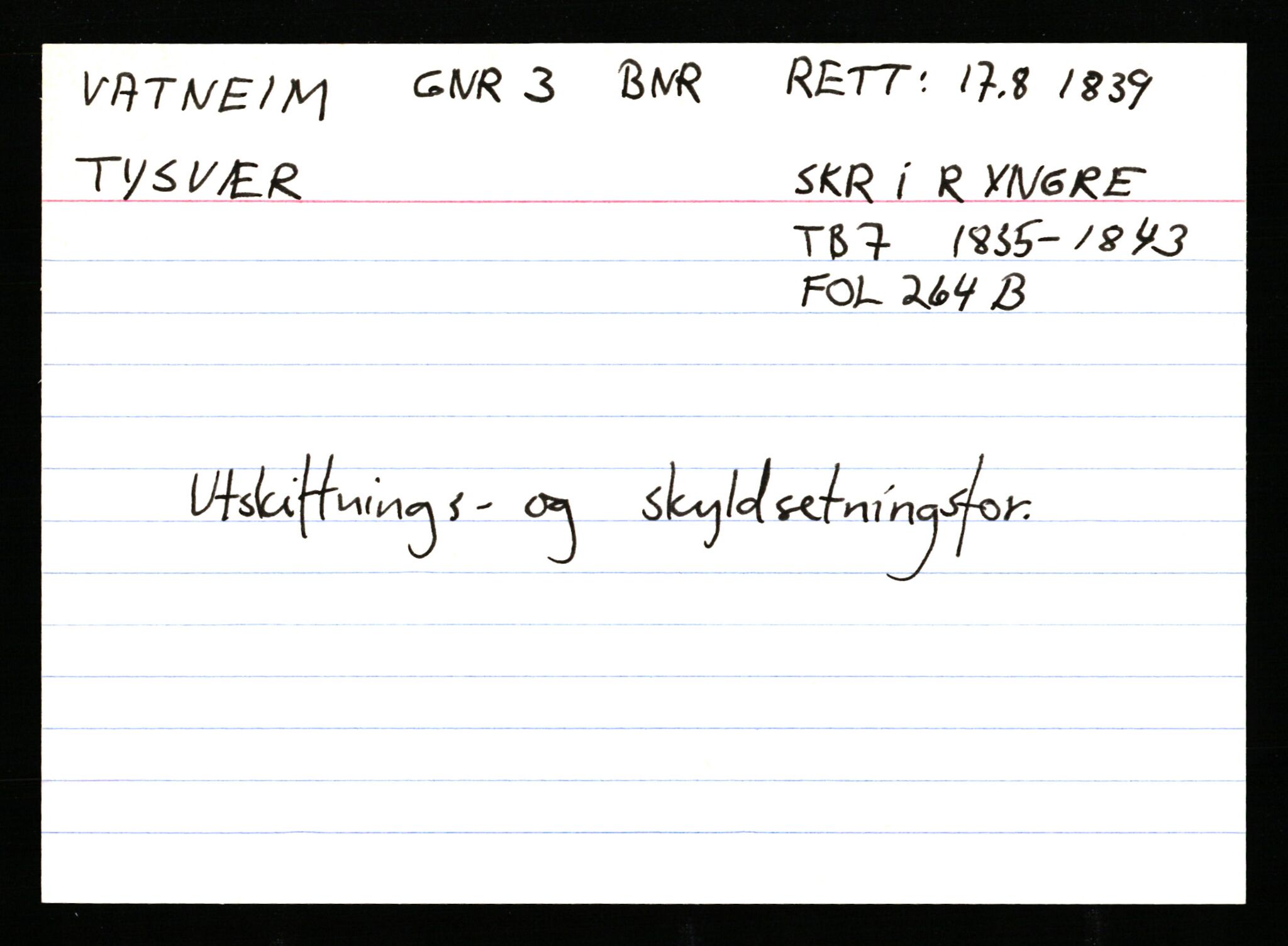 Statsarkivet i Stavanger, AV/SAST-A-101971/03/Y/Ym/L0065: Åstedskort sortert etter gårdsnavn: Vatland - Vervig, 1600-1950, s. 92