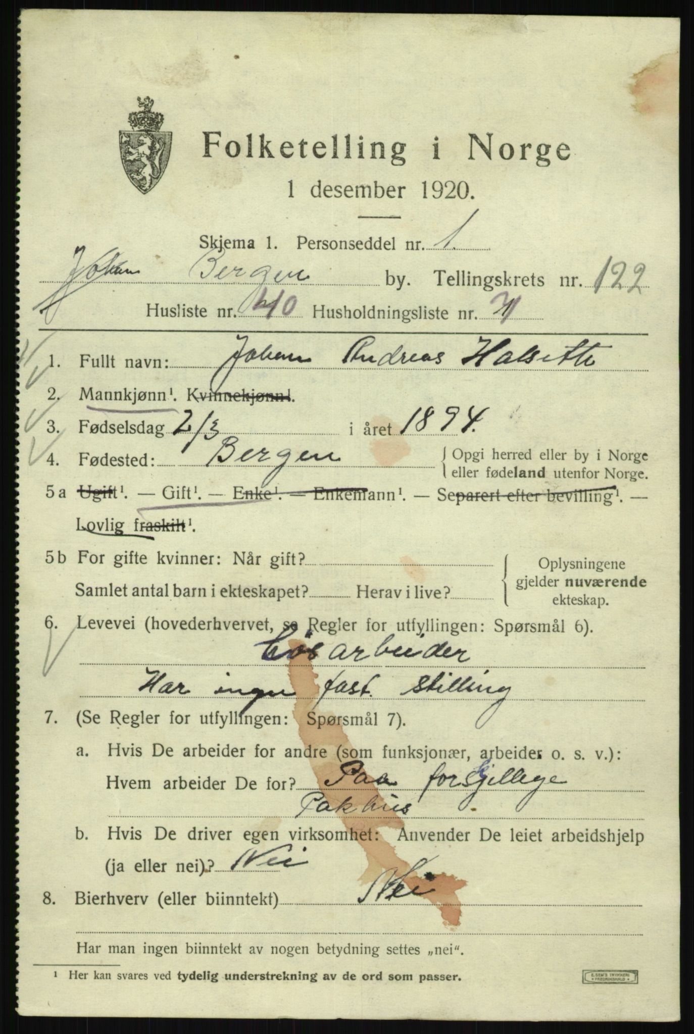 SAB, Folketelling 1920 for 1301 Bergen kjøpstad, 1920, s. 206528