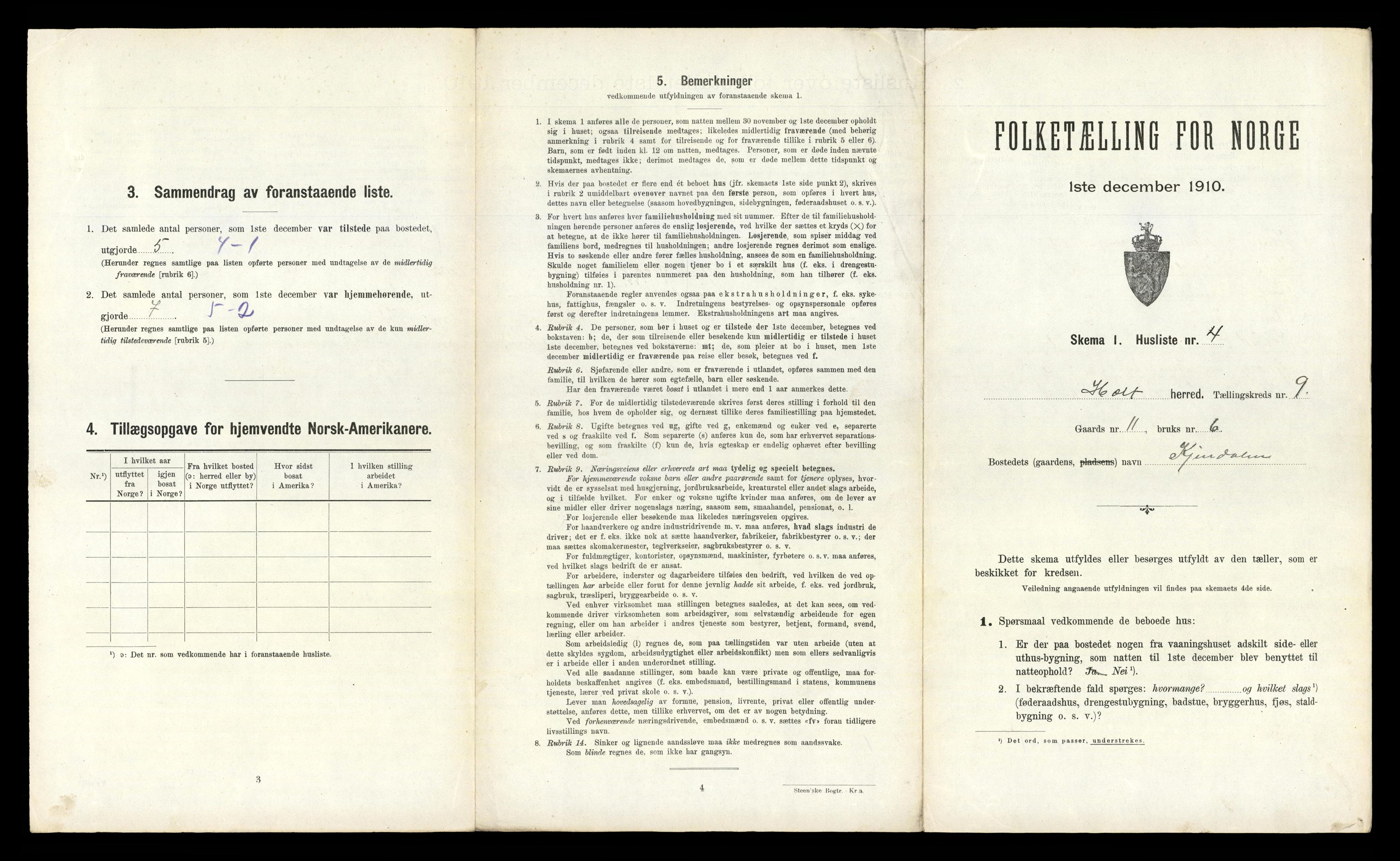 RA, Folketelling 1910 for 0914 Holt herred, 1910, s. 970