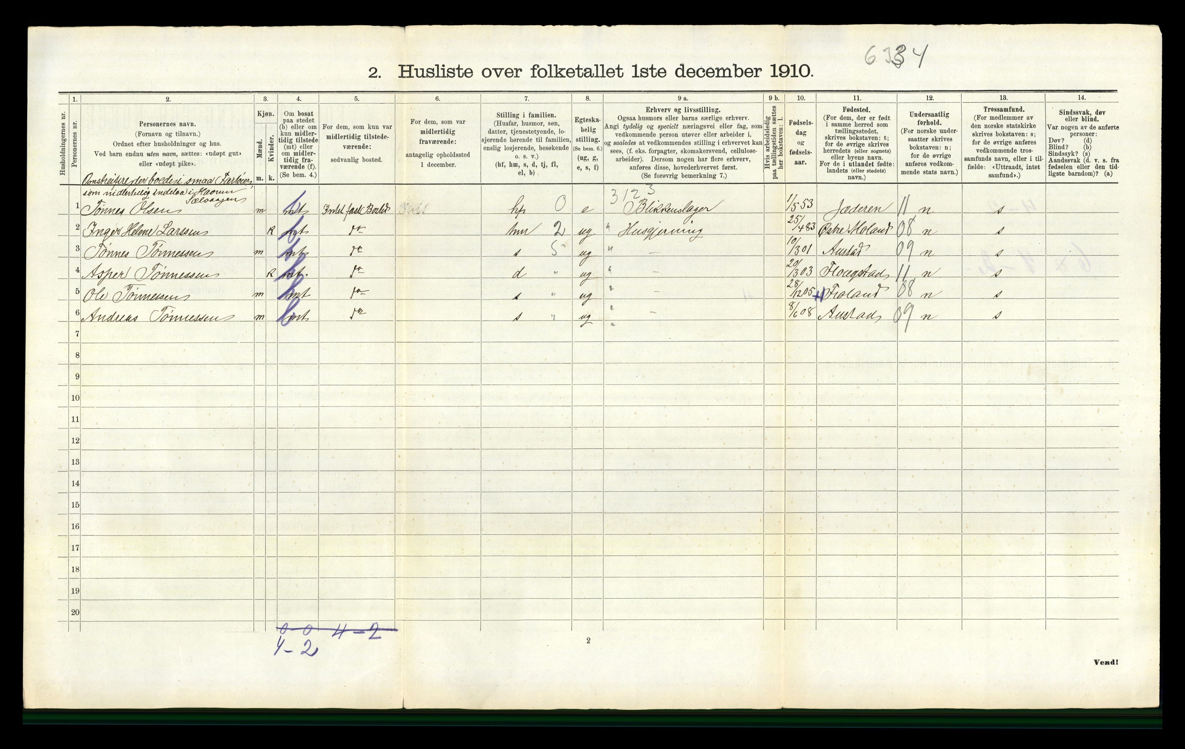 RA, Folketelling 1910 for 1030 Spangereid herred, 1910, s. 232