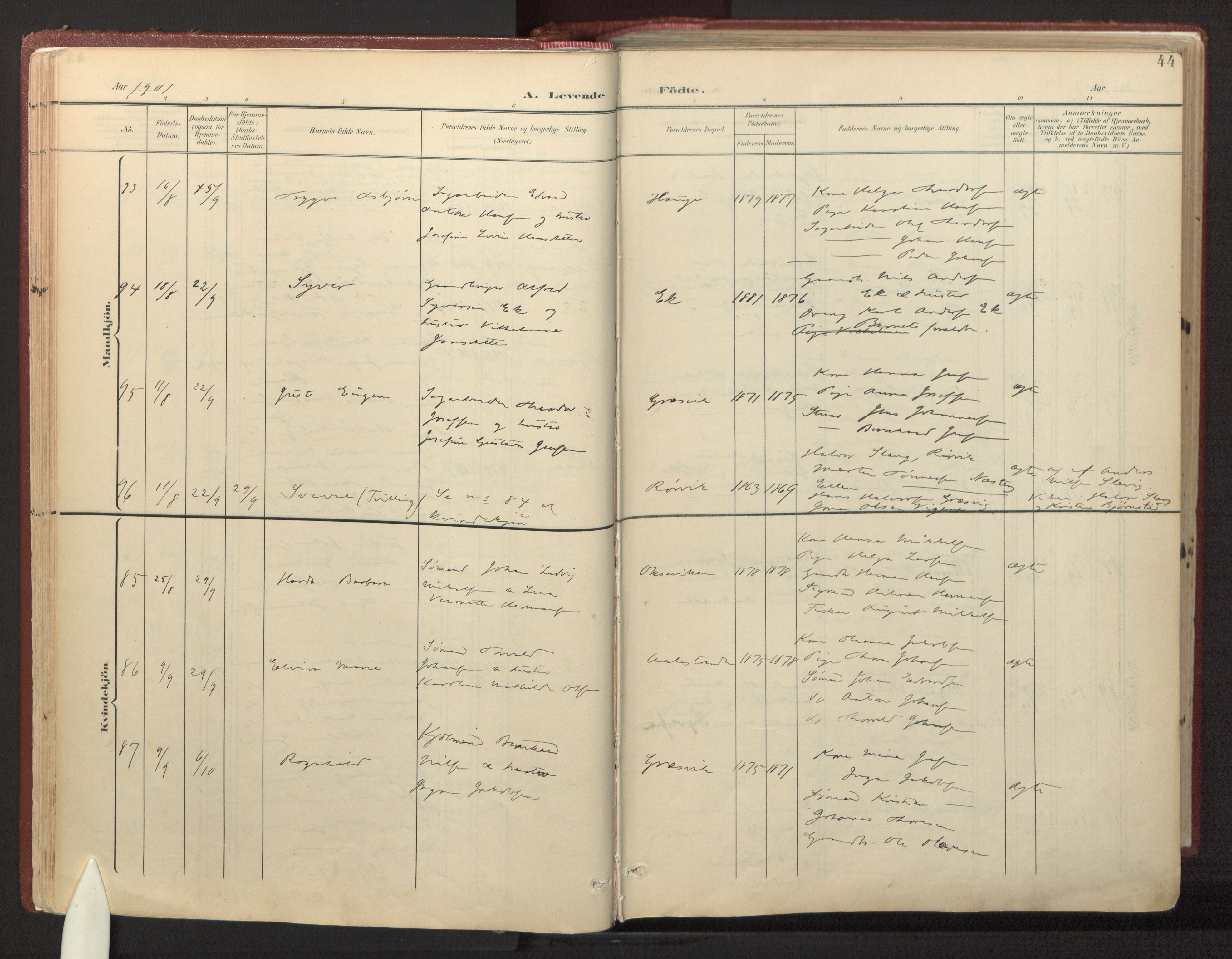 Onsøy prestekontor Kirkebøker, AV/SAO-A-10914/F/Fa/L0008: Ministerialbok nr. I 8, 1899-1923, s. 44