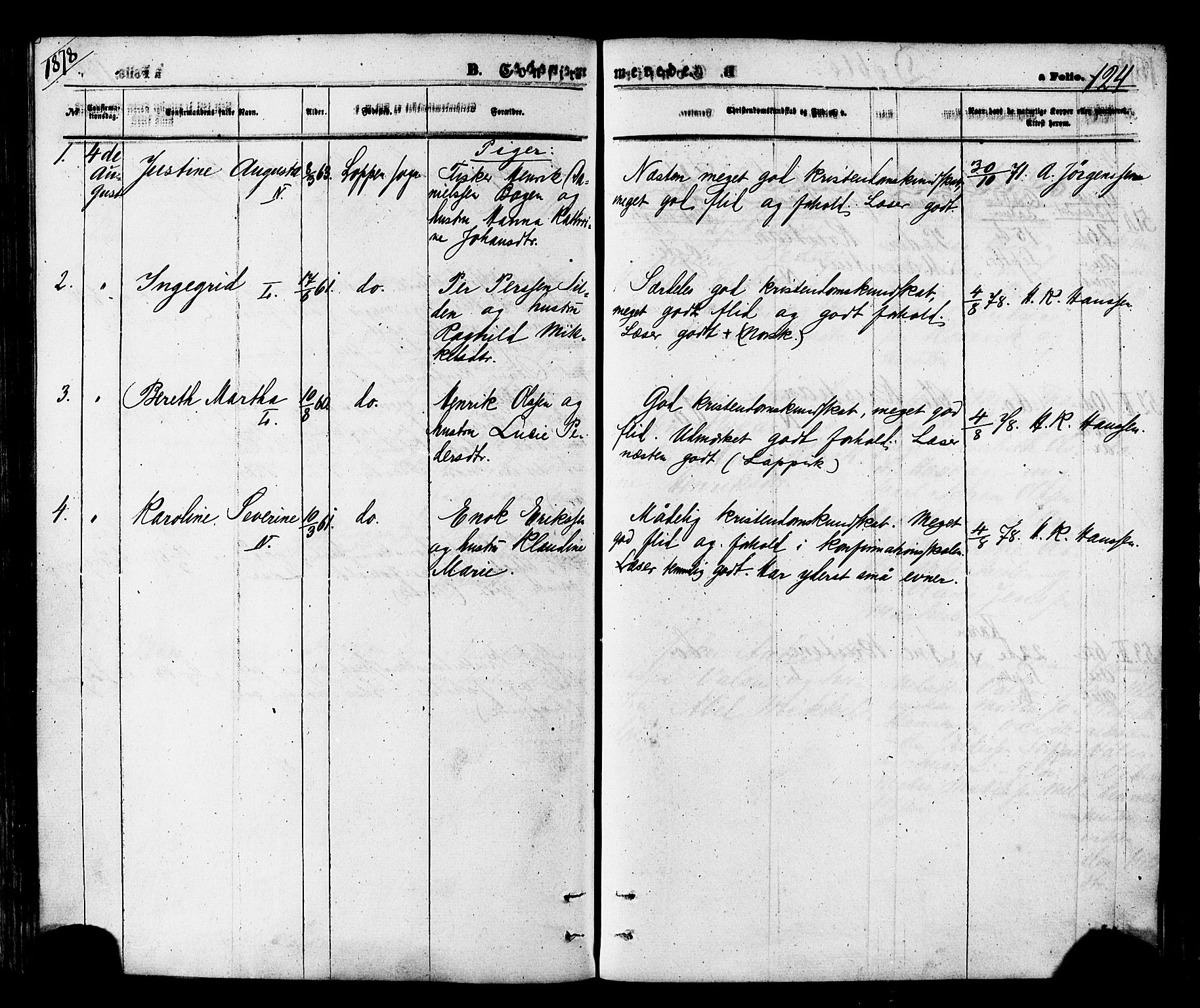 Loppa sokneprestkontor, AV/SATØ-S-1339/H/Ha/L0005kirke: Ministerialbok nr. 5, 1869-1878, s. 124