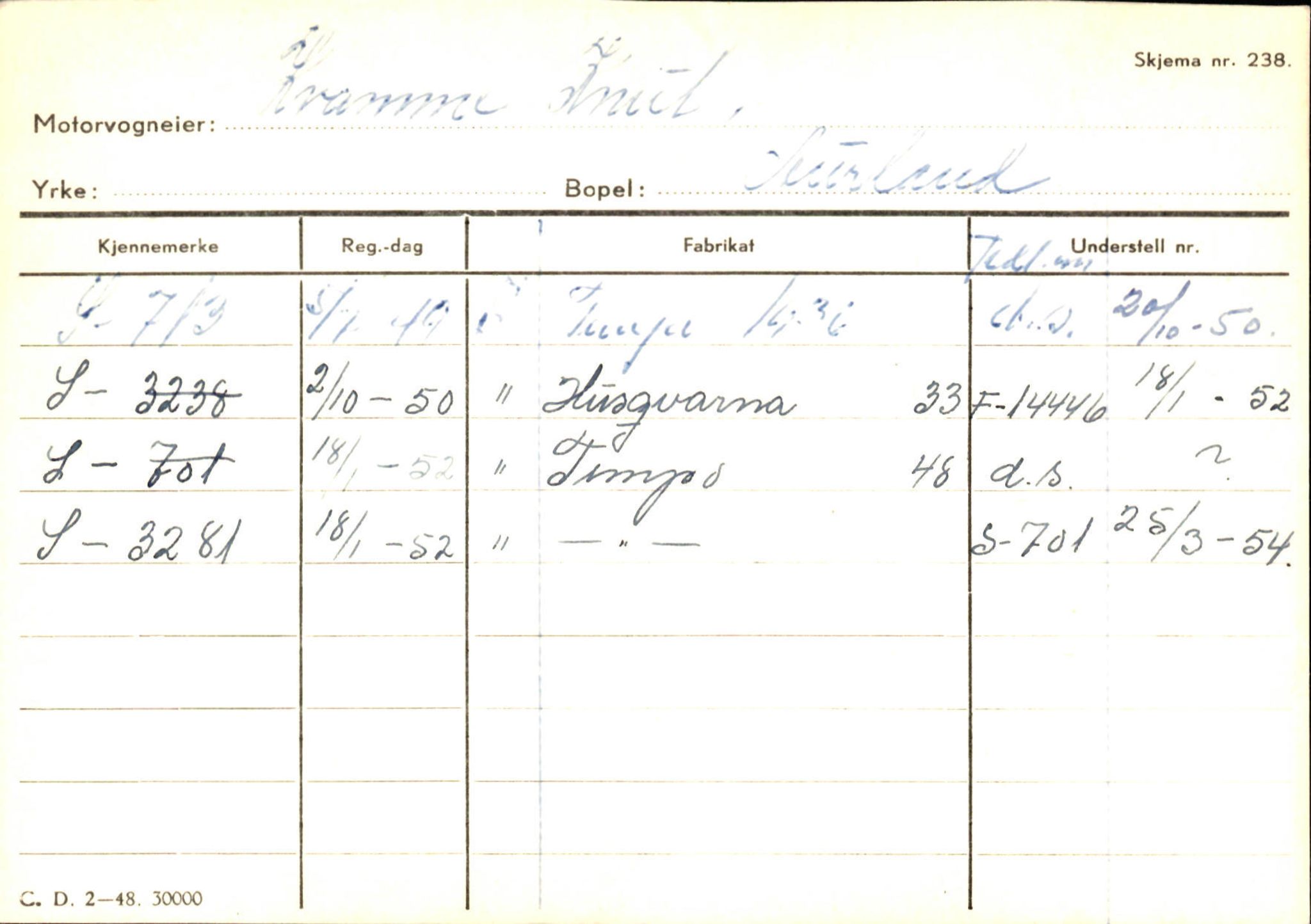 Statens vegvesen, Sogn og Fjordane vegkontor, SAB/A-5301/4/F/L0125: Eigarregister Sogndal V-Å. Aurland A-Å. Fjaler A-N, 1945-1975, s. 802