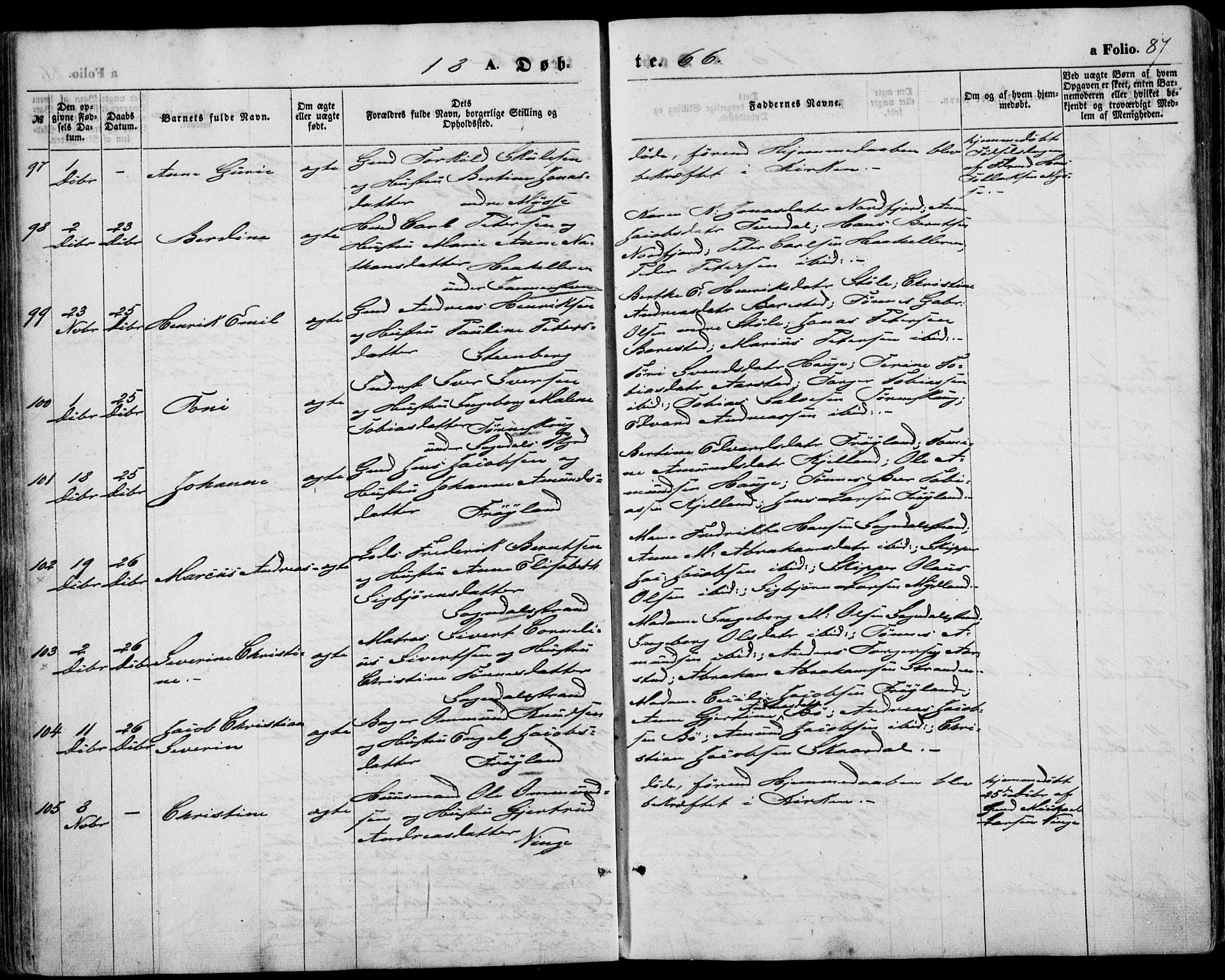Sokndal sokneprestkontor, AV/SAST-A-101808: Ministerialbok nr. A 9, 1857-1874, s. 87