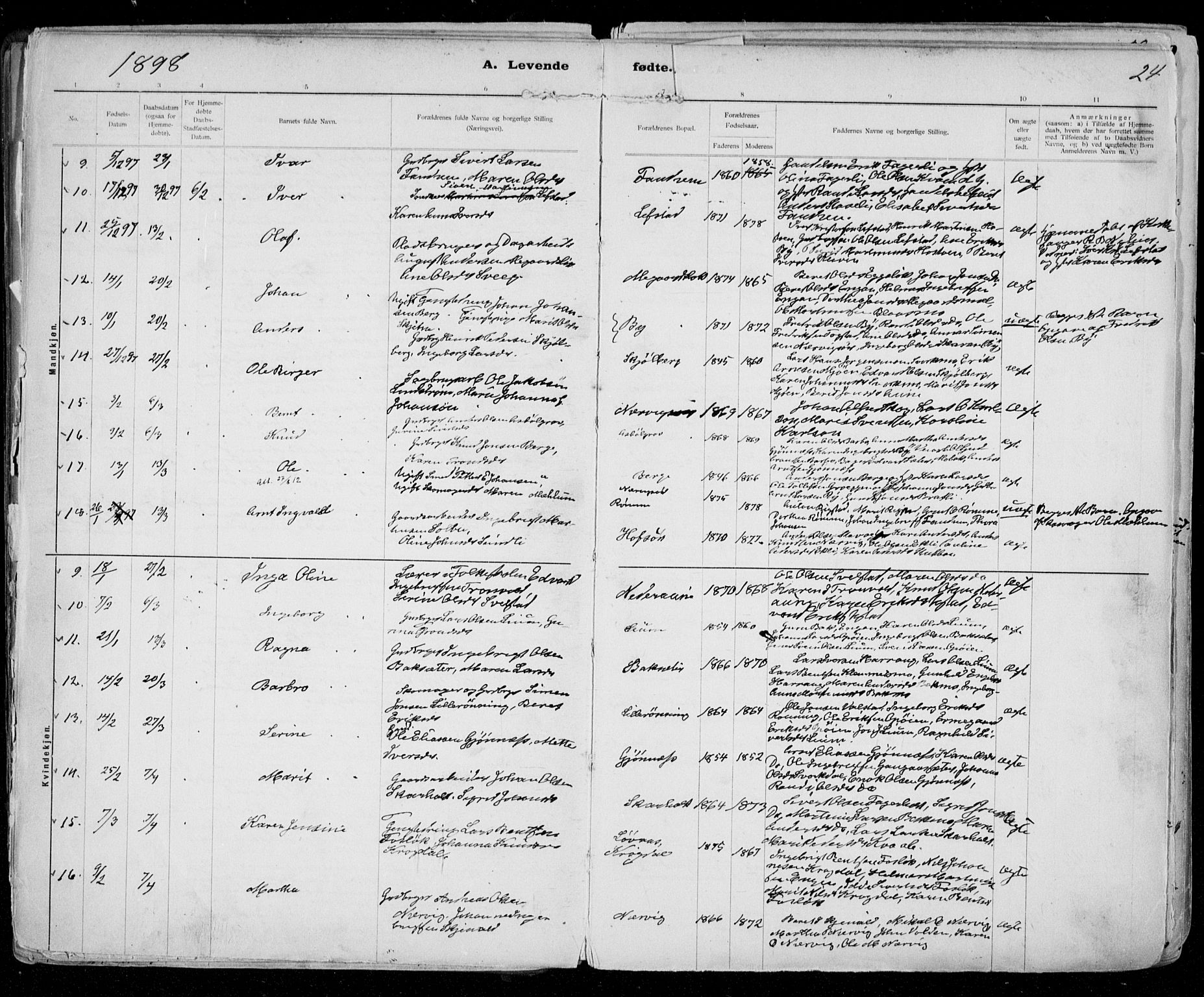 Ministerialprotokoller, klokkerbøker og fødselsregistre - Sør-Trøndelag, SAT/A-1456/668/L0811: Ministerialbok nr. 668A11, 1894-1913, s. 24