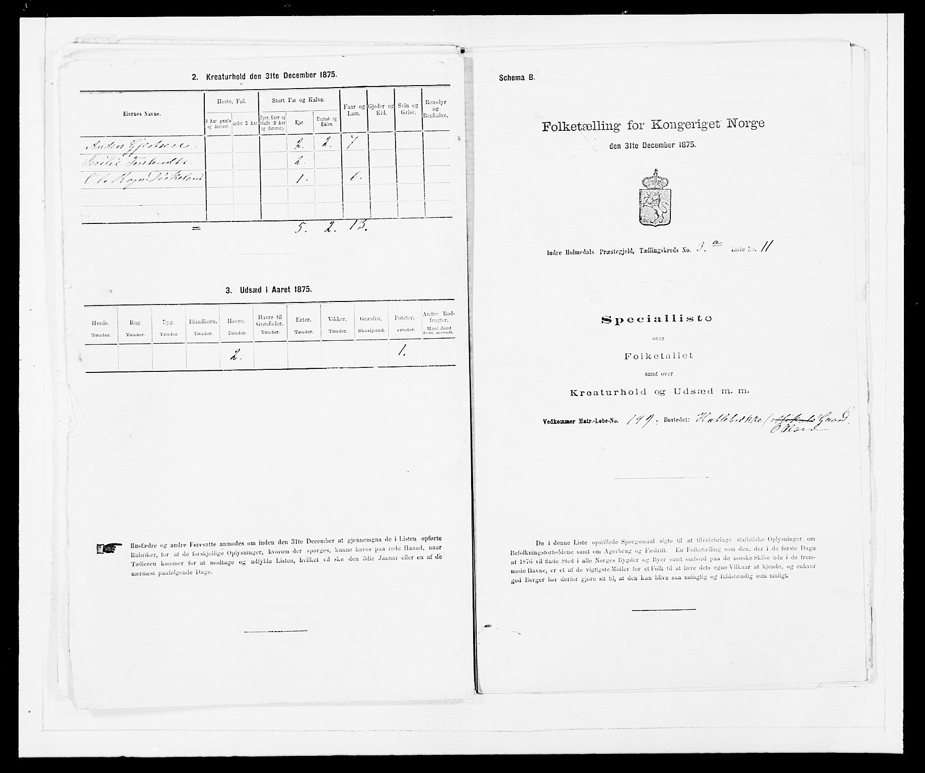 SAB, Folketelling 1875 for 1430P Indre Holmedal prestegjeld, 1875, s. 314